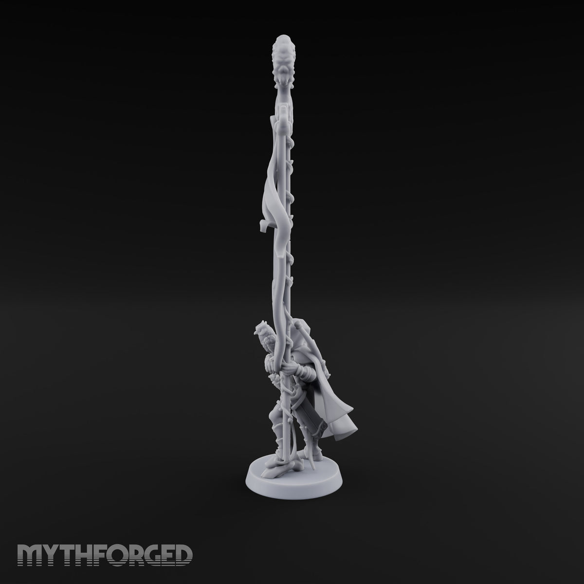 Banner Held High Feral Elf Standard Bearer Miniature for Dungeons and Dragons, Pathfinder or other TTRPGs