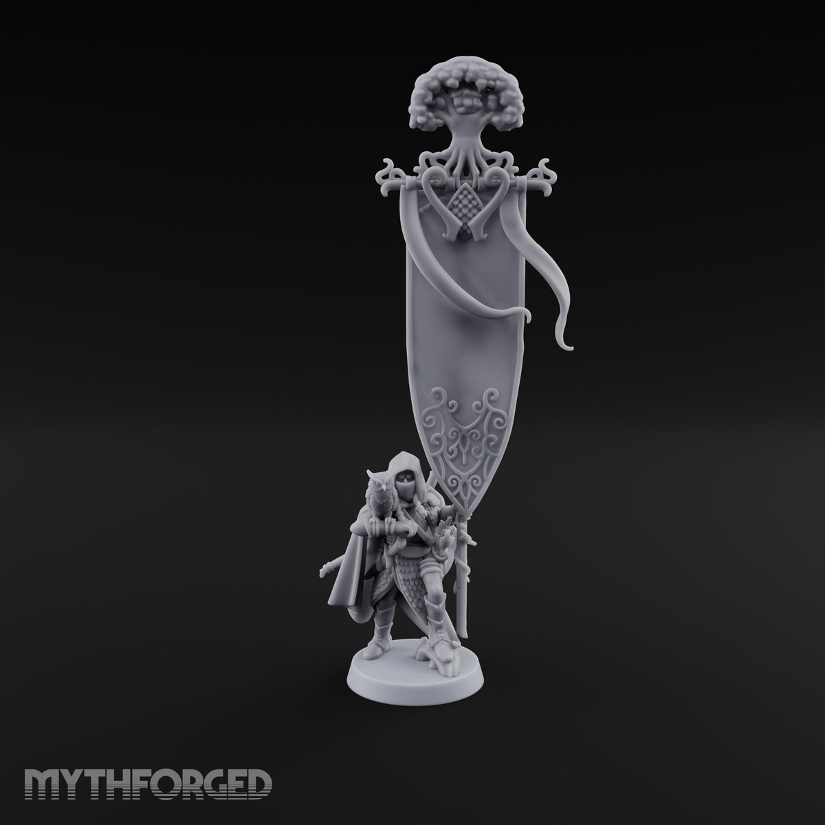 Banner Held High Feral Elf Standard Bearer Miniature for Dungeons and Dragons, Pathfinder or other TTRPGs