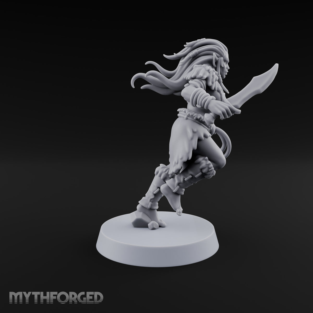 Running Wild Feral Beast and Elf Beastamer E Miniature for Dungeons and Dragons, Pathfinder or other TTRPGs
