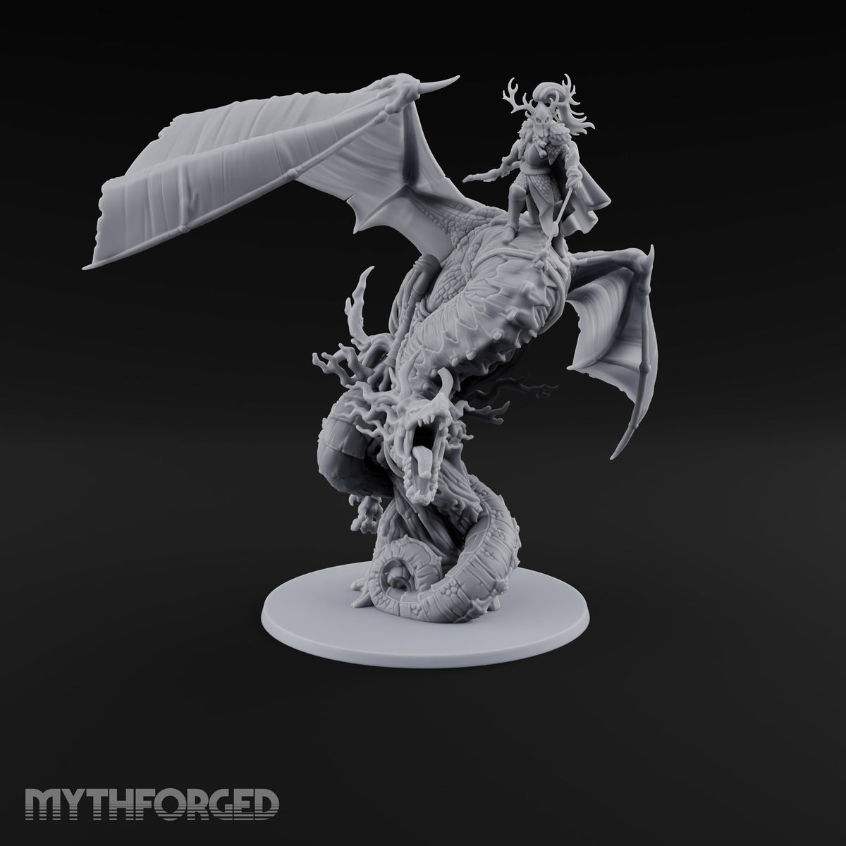 Swooping to Strike Elf Prince on Dragon Miniature for Dungeons and Dragons, Pathfinder or other TTRPGs