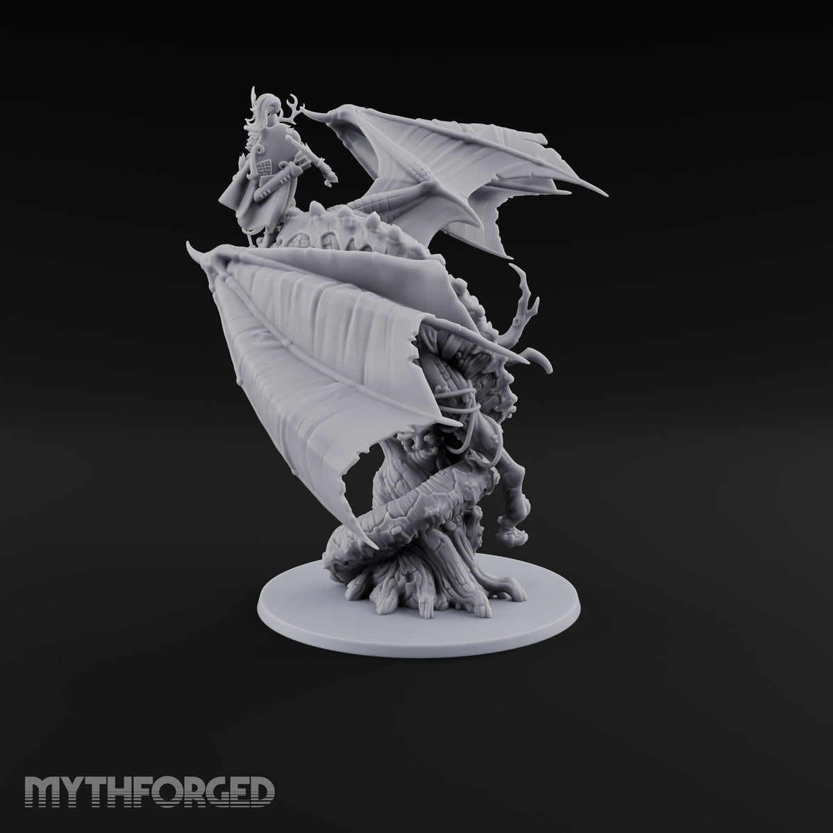 Swooping to Strike Elf Prince on Dragon Miniature for Dungeons and Dragons, Pathfinder or other TTRPGs