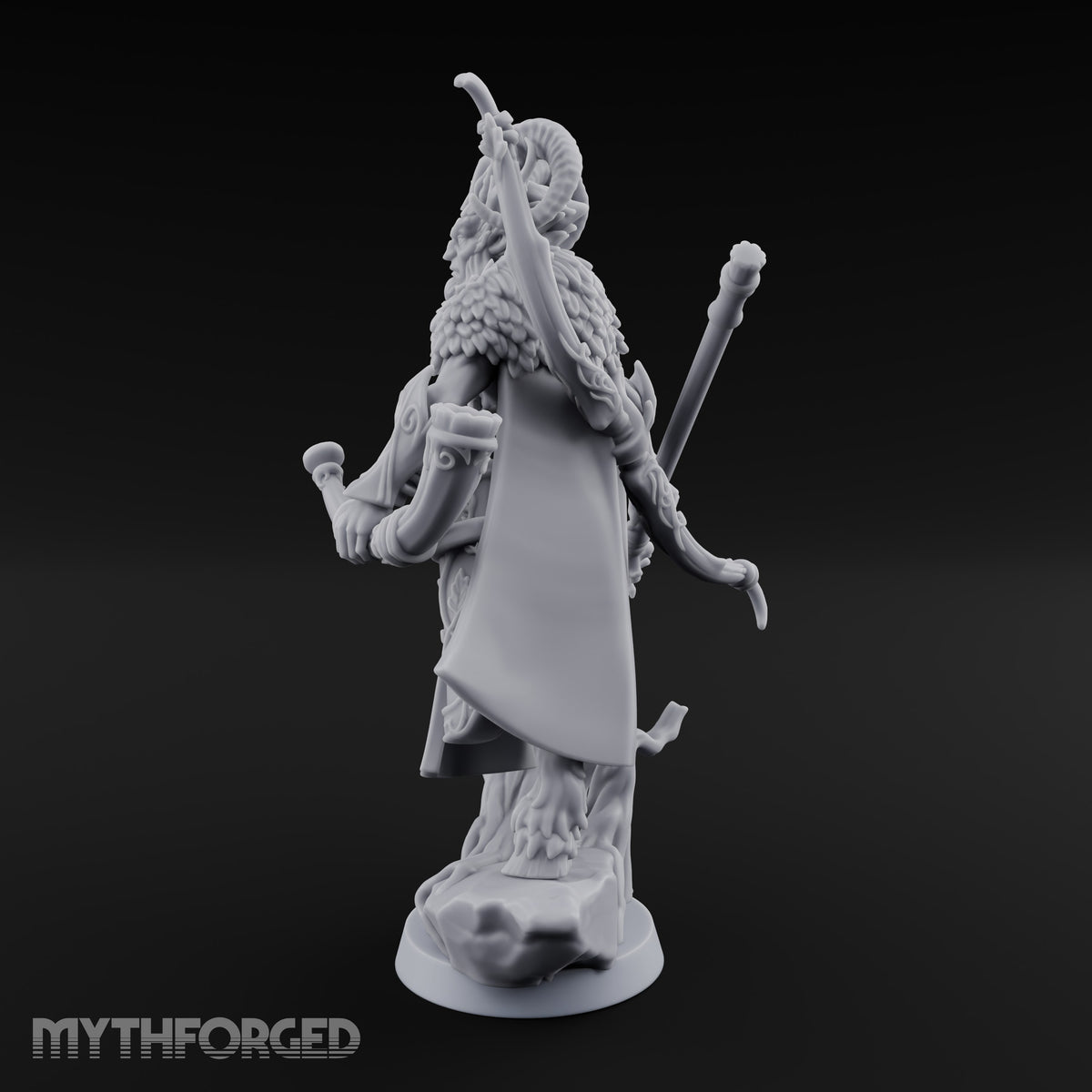 Drawing the Bow Faunus Hunter Miniature for Dungeons and Dragons, Pathfinder or other TTRPGs