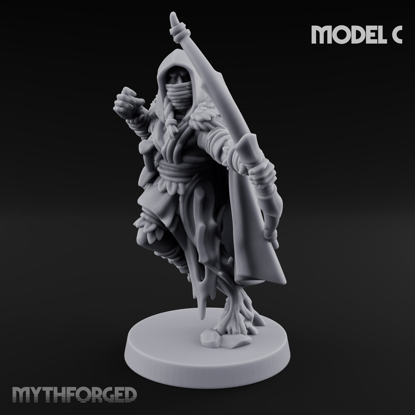 Hooded Bandit Crew Human Bandit C Miniature for Dungeons and Dragons, Pathfinder or other TTRPGs