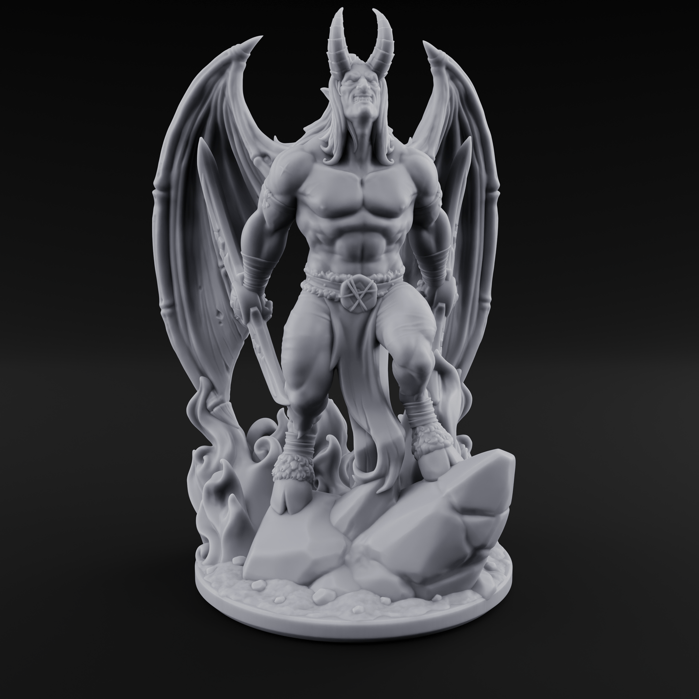 Striding Through Flames Demon Overlord Miniature for Dungeons and Dragons, Pathfinder or other TTRPGs