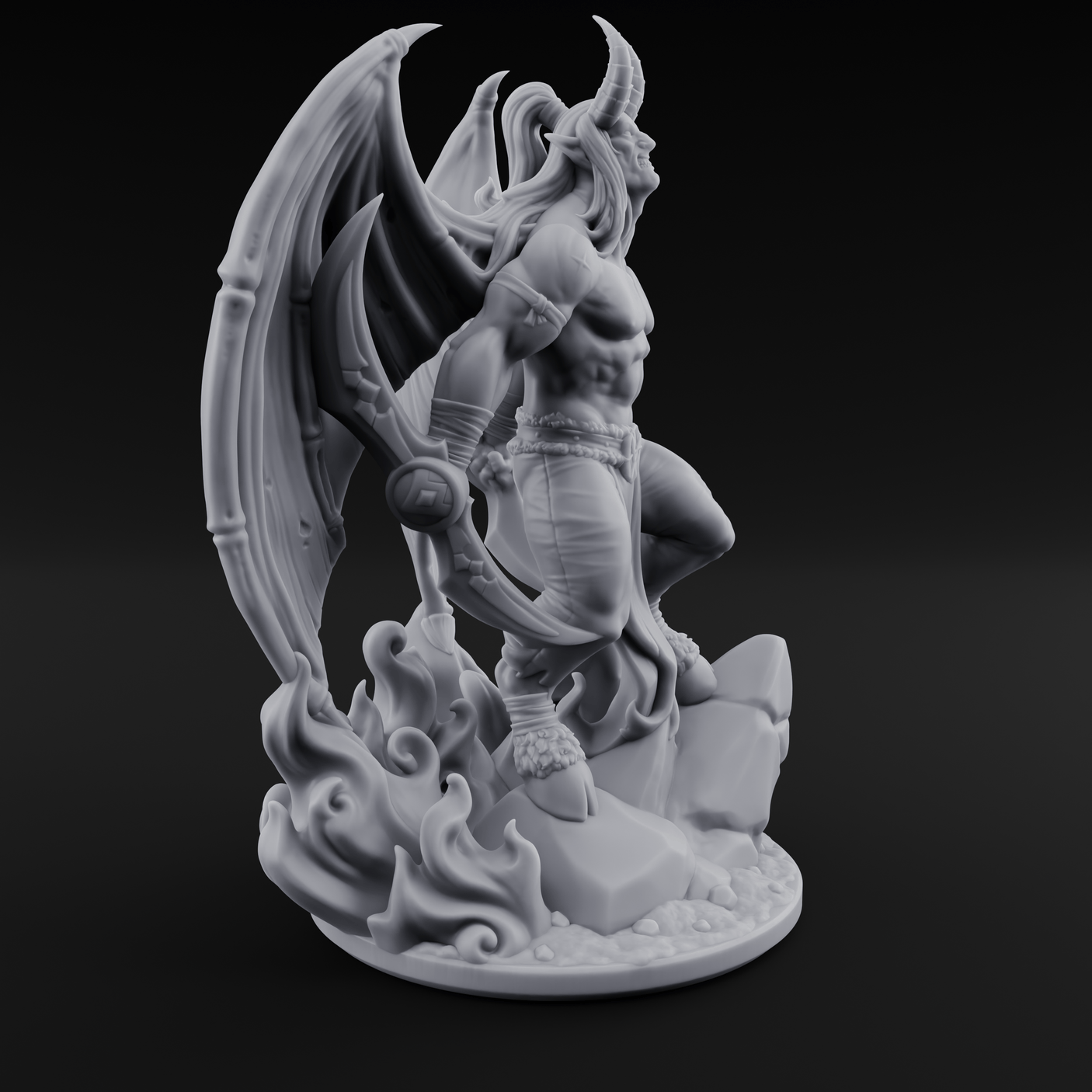 Striding Through Flames Demon Overlord Miniature for Dungeons and Dragons, Pathfinder or other TTRPGs