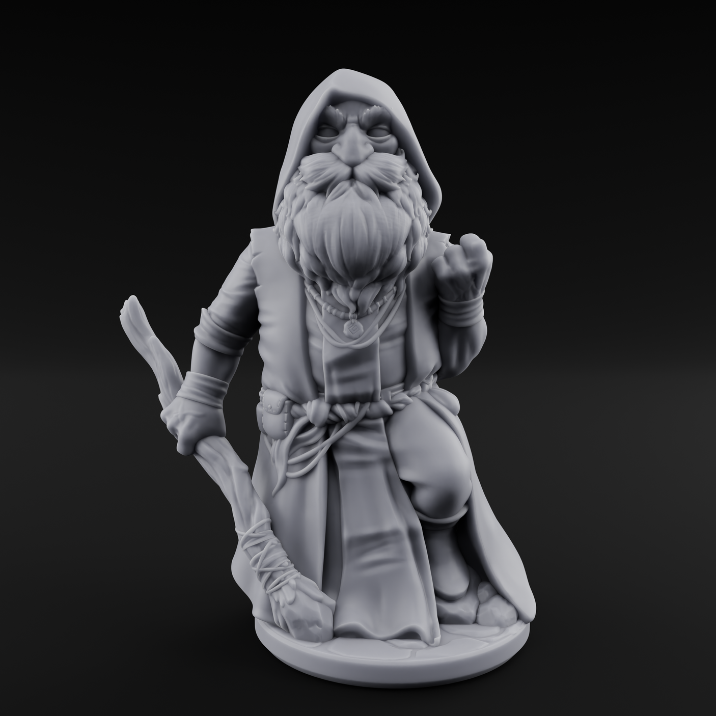 Fist Clenching Gnome Mage Miniature for Dungeons and Dragons, Pathfinder or other TTRPGs