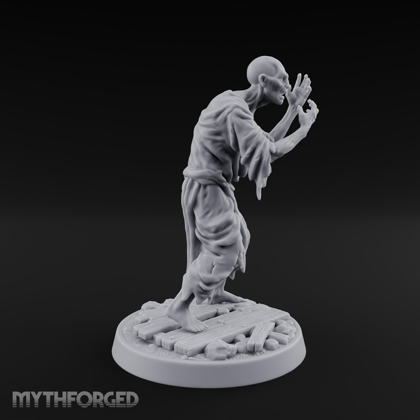 Finger Curling Robe Rotting Zombie Pilgrim Miniature for Dungeons and Dragons, Pathfinder or other TTRPGs