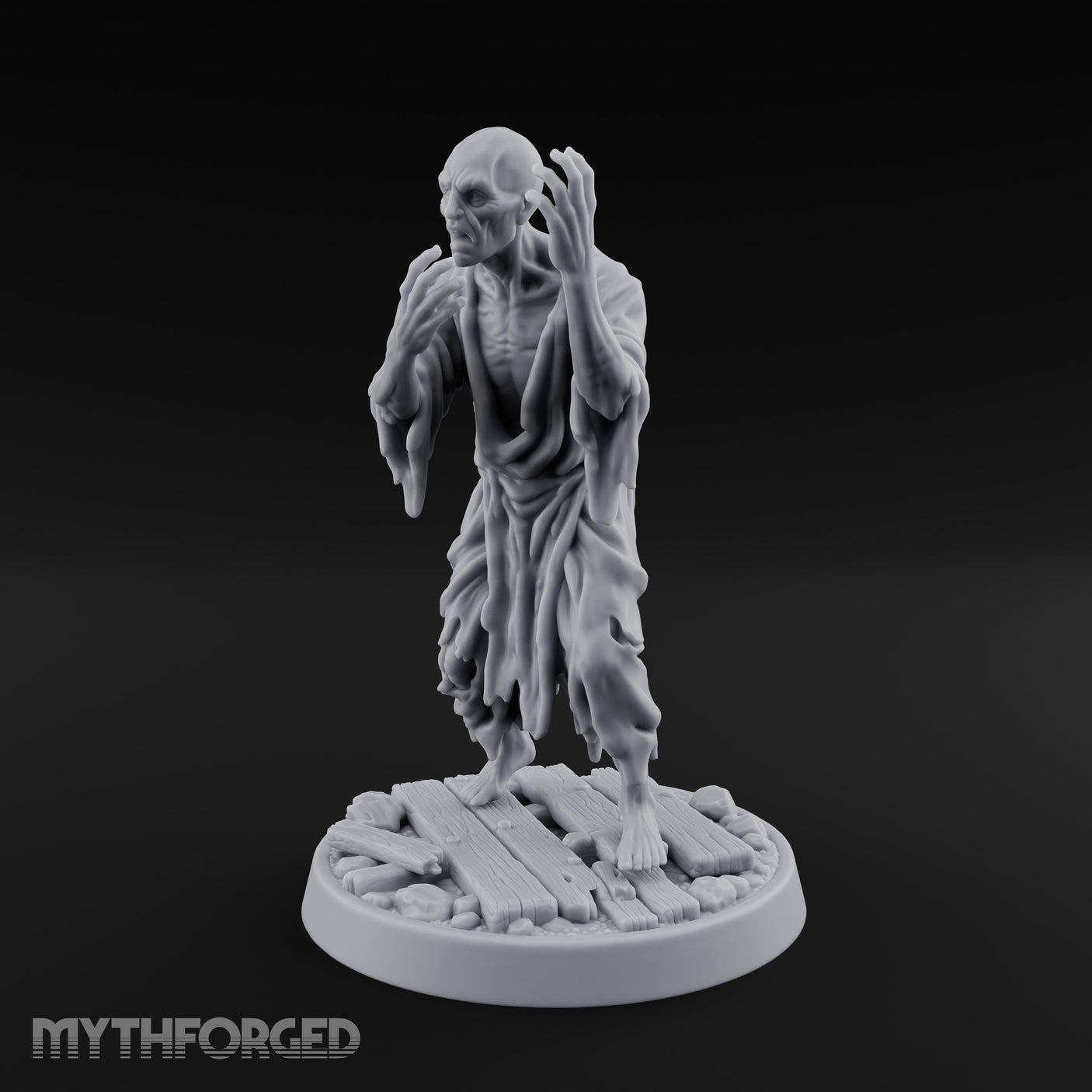Finger Curling Robe Rotting Zombie Pilgrim Miniature for Dungeons and Dragons, Pathfinder or other TTRPGs