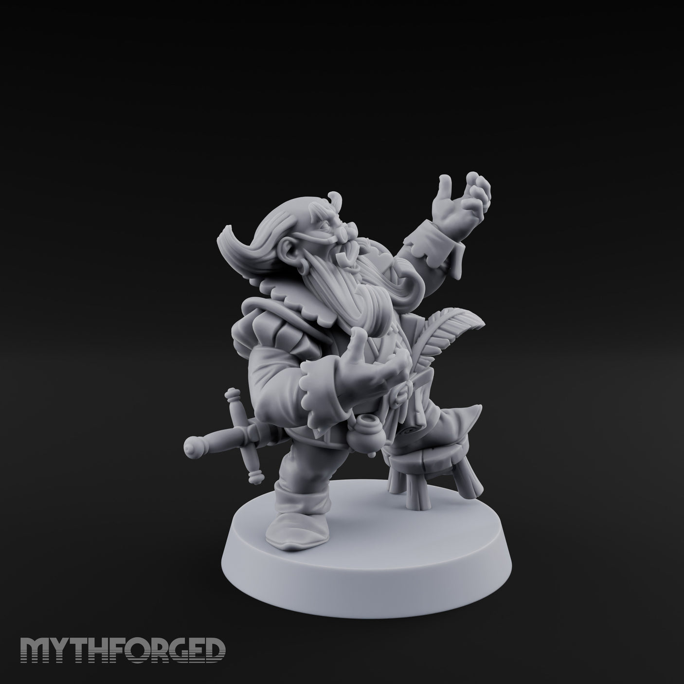 Finger Wagging Dwarf Bard Miniature for Dungeons and Dragons, Pathfinder or other TTRPGs