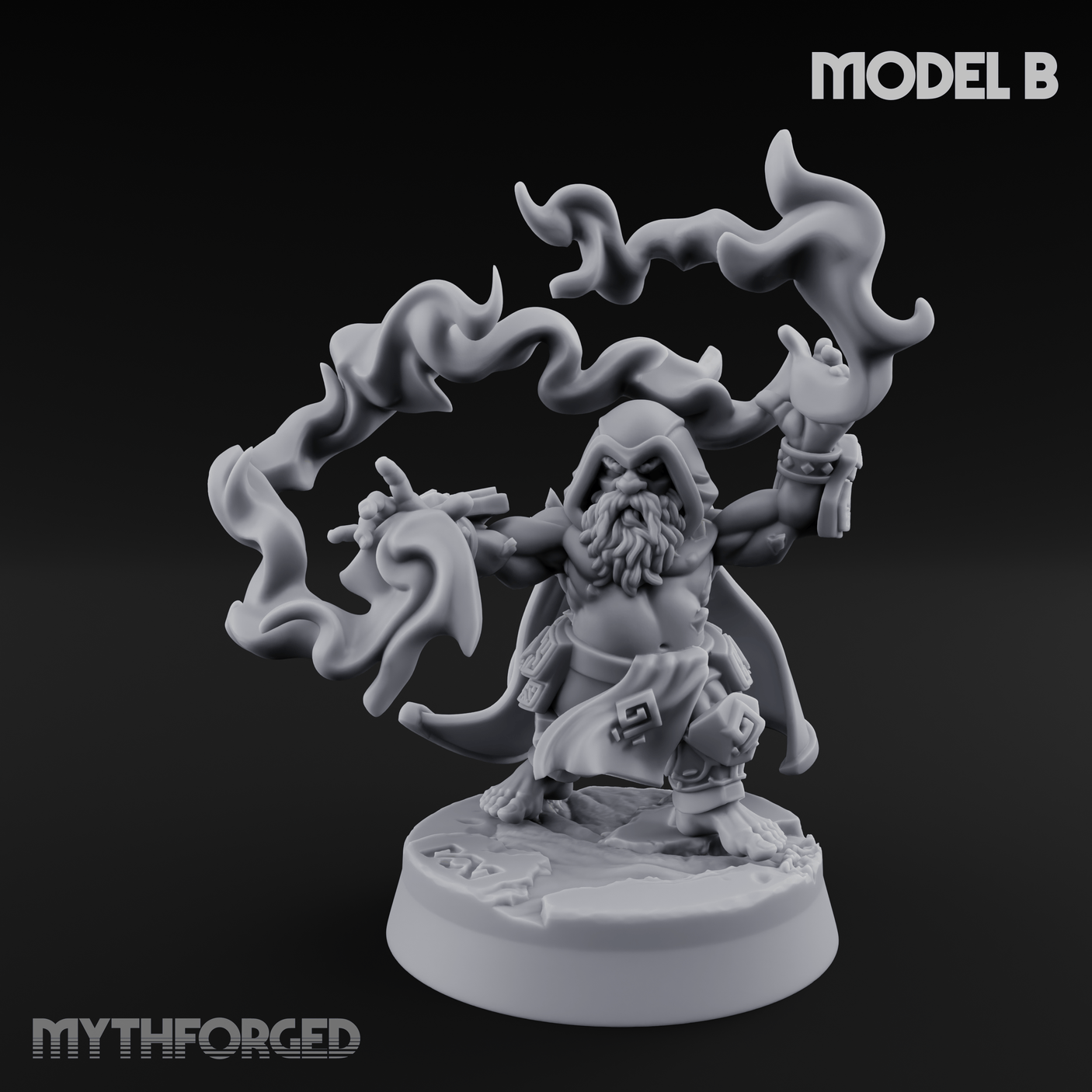 Flames Towering Skyward Dwarf Fire Casters B Miniature for Dungeons and Dragons, Pathfinder or other TTRPGs