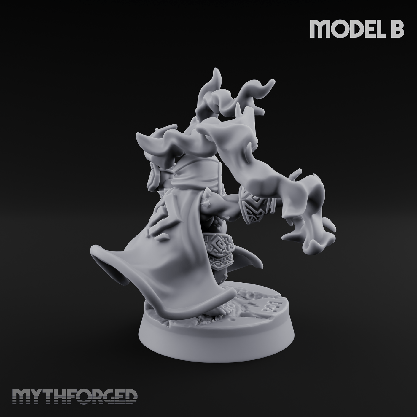 Flames Towering Skyward Dwarf Fire Casters B Miniature for Dungeons and Dragons, Pathfinder or other TTRPGs