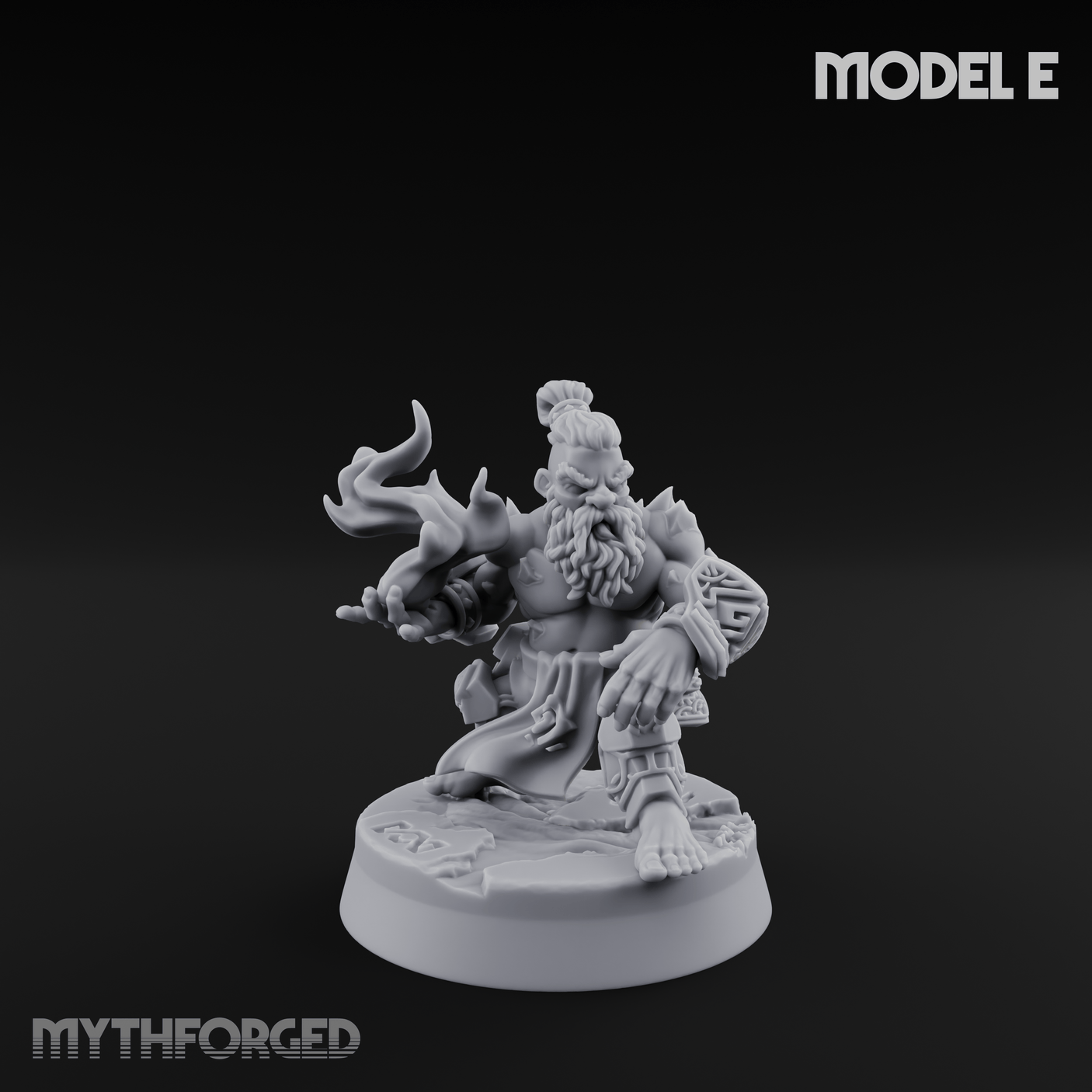 Flames Towering Skyward Dwarf Fire Casters E Miniature for Dungeons and Dragons, Pathfinder or other TTRPGs