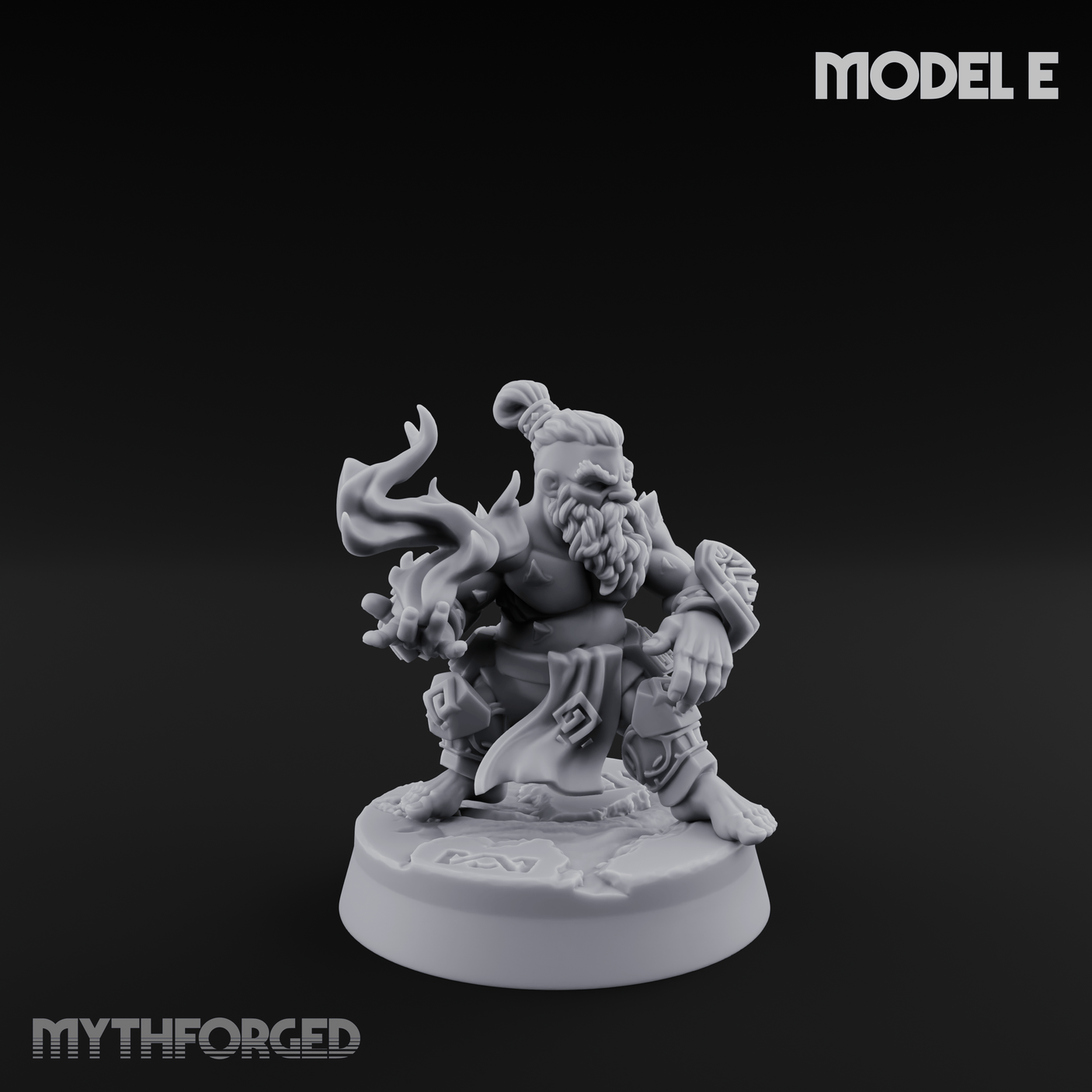 Flames Towering Skyward Dwarf Fire Casters E Miniature for Dungeons and Dragons, Pathfinder or other TTRPGs
