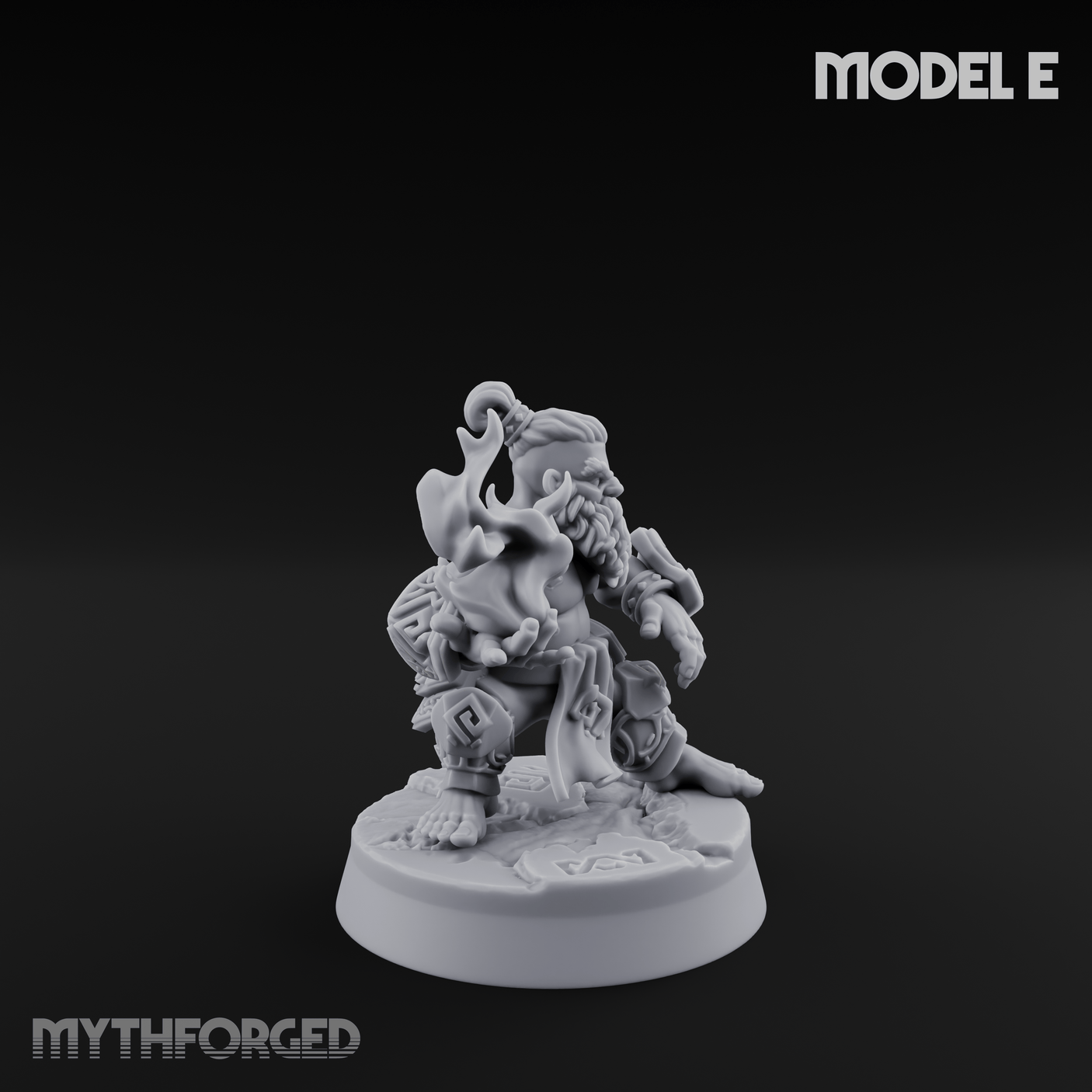 Flames Towering Skyward Dwarf Fire Casters E Miniature for Dungeons and Dragons, Pathfinder or other TTRPGs