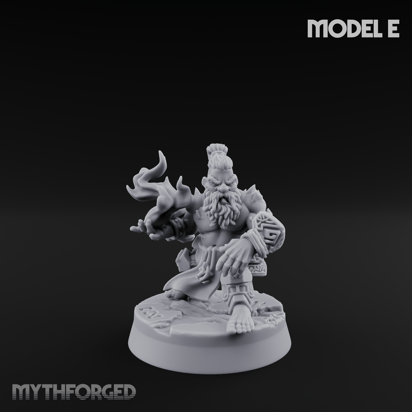 Flames Towering Skyward Dwarf Fire Casters E Miniature for Dungeons and Dragons, Pathfinder or other TTRPGs