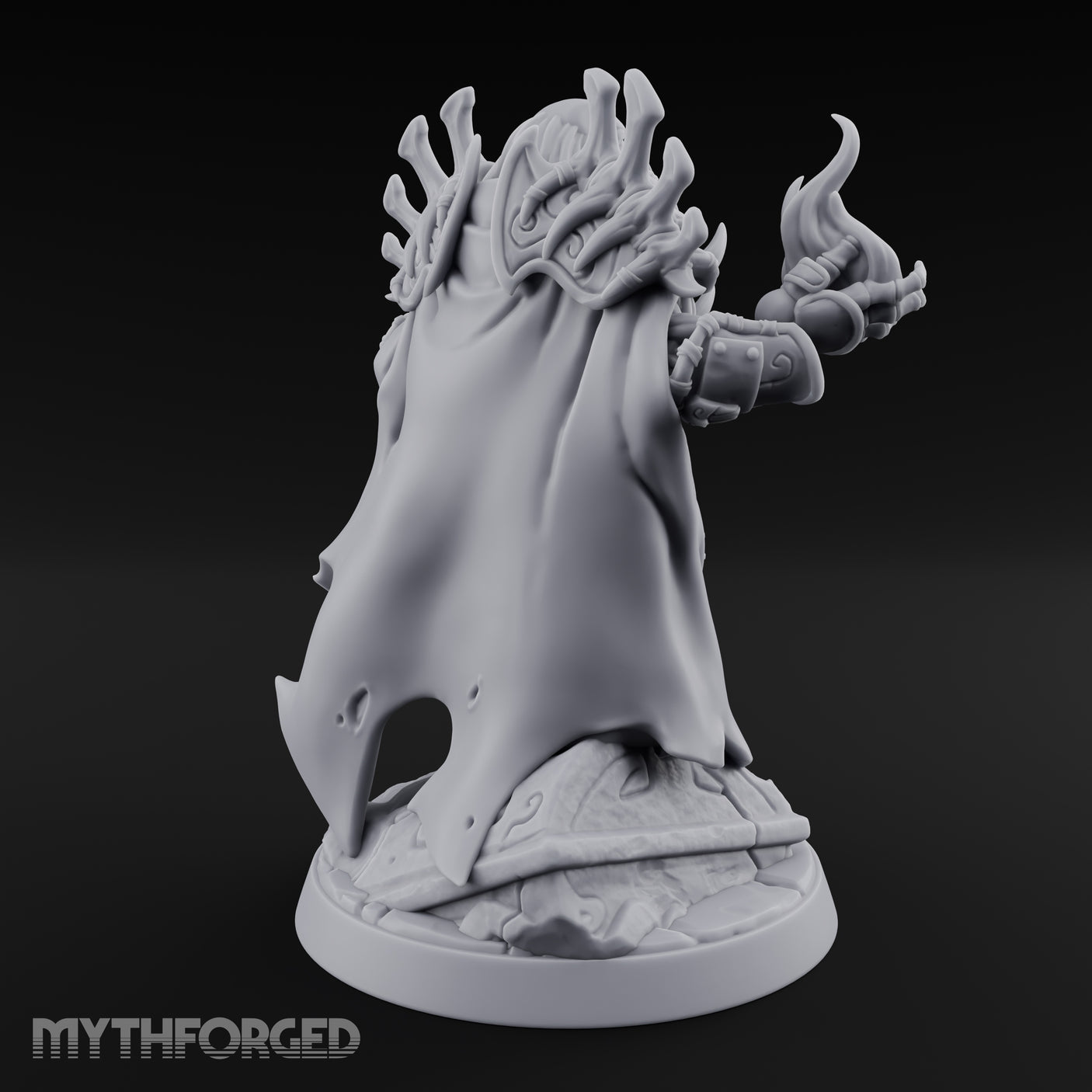 Flame Conjuring Draugr Sorcerer Miniature for Dungeons and Dragons, Pathfinder or other TTRPGs