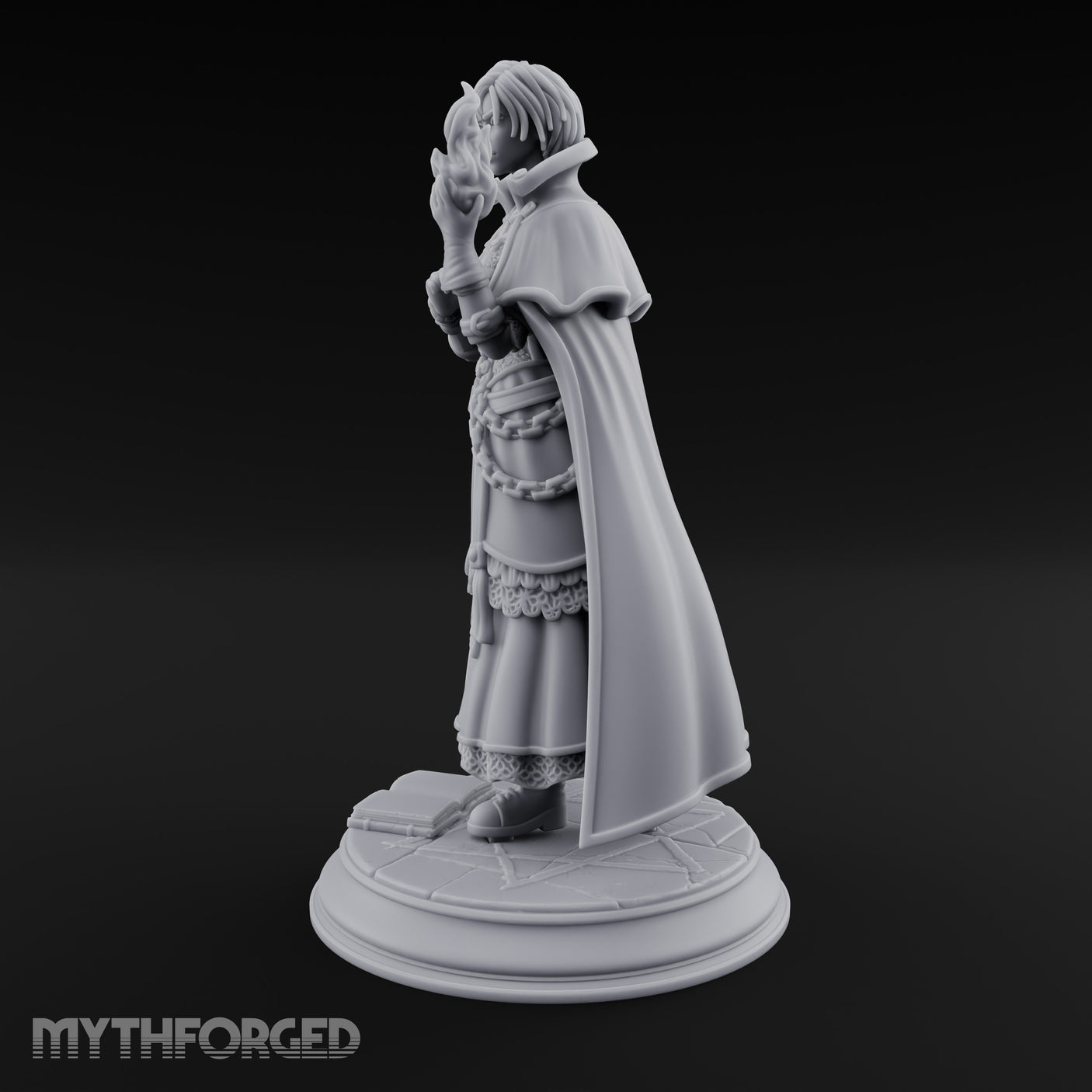 Flame Conjuring Human Sorceress Miniature for Dungeons and Dragons, Pathfinder or other TTRPGs