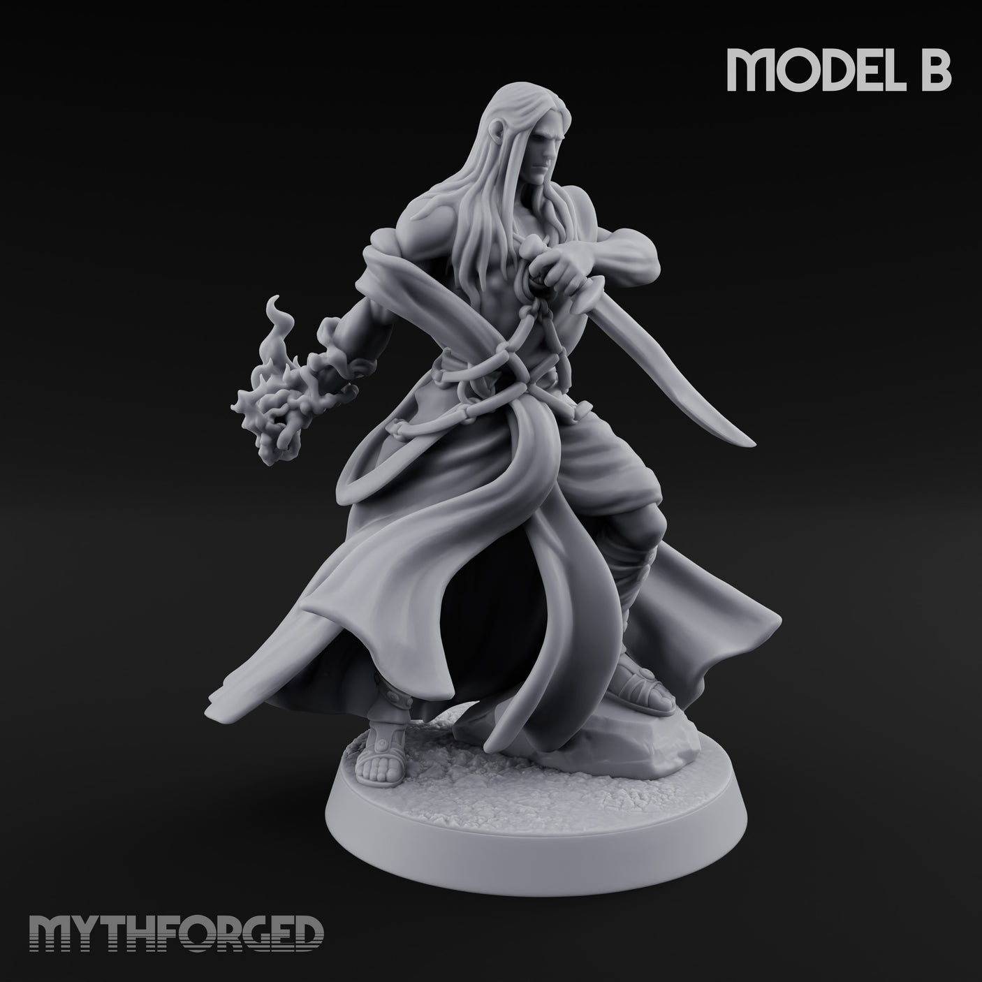 Flame Conjuring, Rippling Robes Human Sorcerer B Miniature for Dungeons and Dragons, Pathfinder or other TTRPGs
