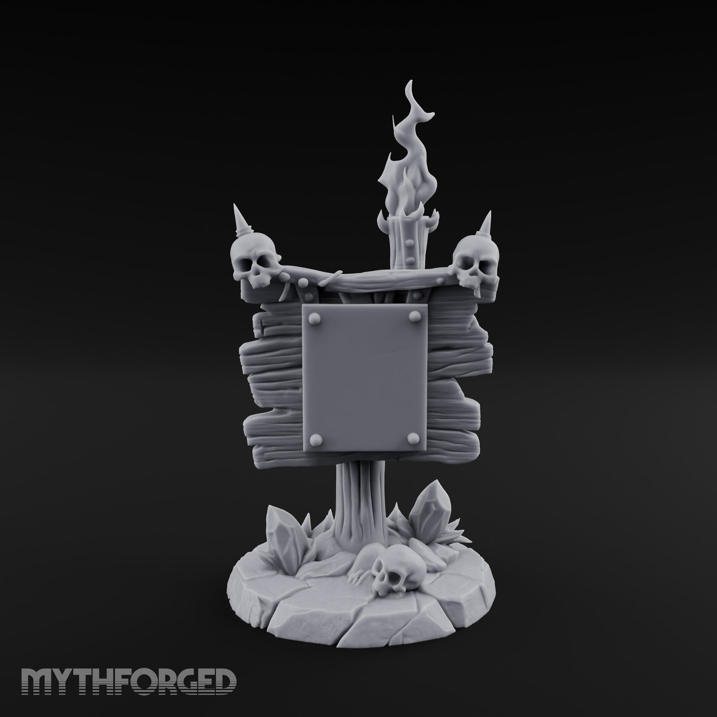 Flame-Crowned Skull-Spiked Necromancer Notice Board Miniature for Dungeons and Dragons, Pathfinder or other TTRPGs
