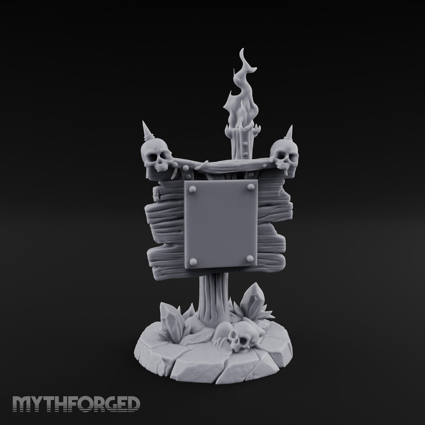 Flame-Crowned Skull-Spiked Necromancer Notice Board Miniature for Dungeons and Dragons, Pathfinder or other TTRPGs