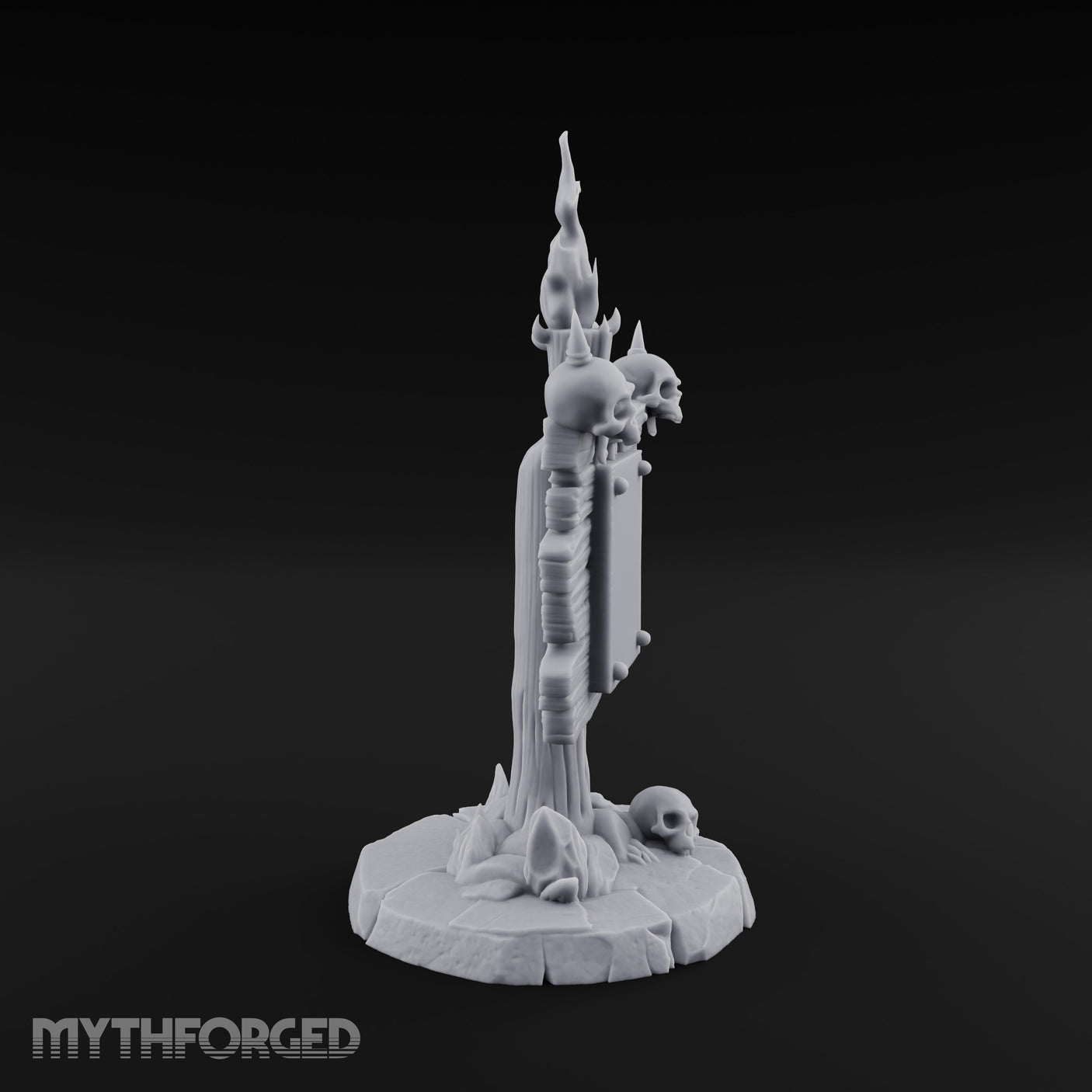 Flame-Crowned Skull-Spiked Necromancer Notice Board Miniature for Dungeons and Dragons, Pathfinder or other TTRPGs