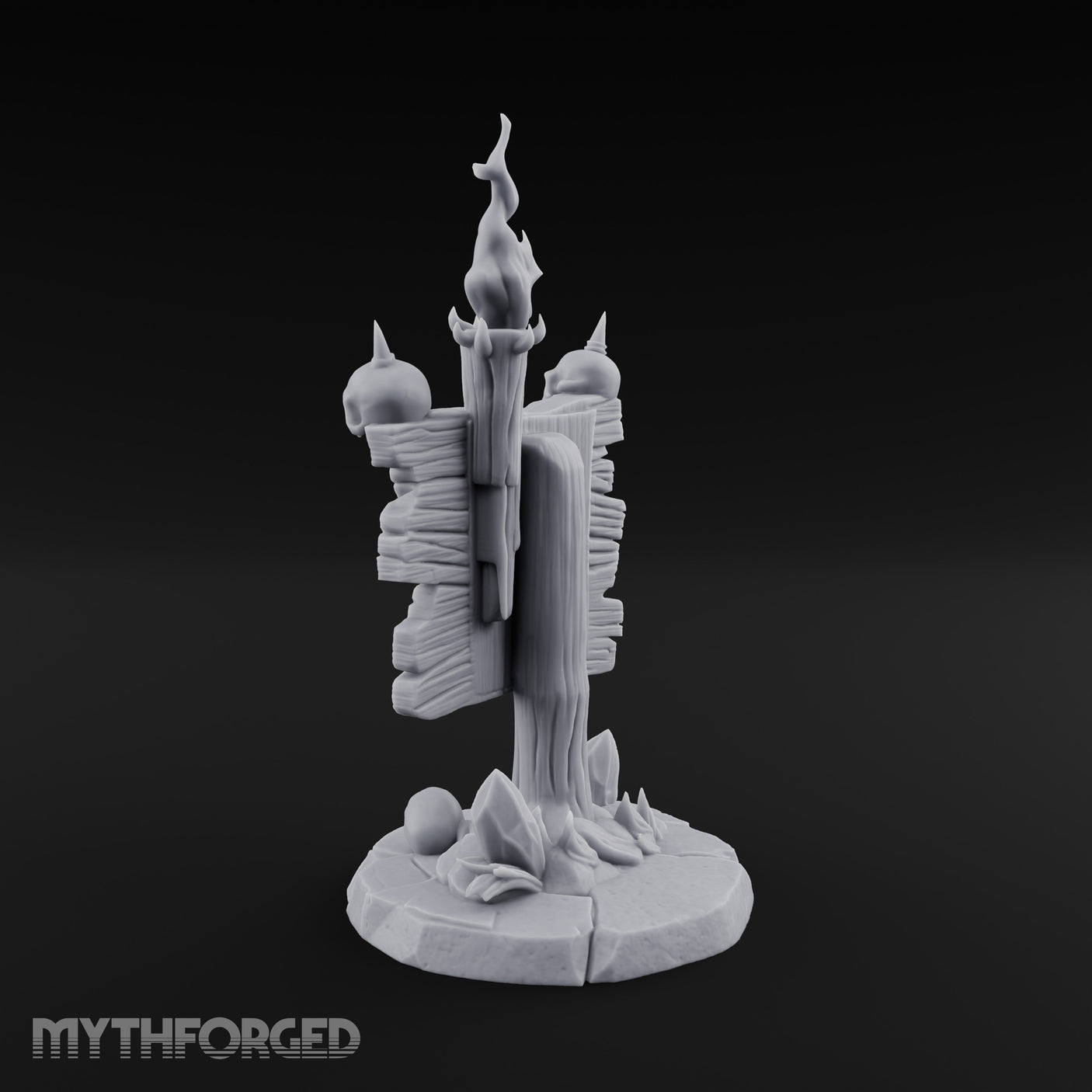 Flame-Crowned Skull-Spiked Necromancer Notice Board Miniature for Dungeons and Dragons, Pathfinder or other TTRPGs