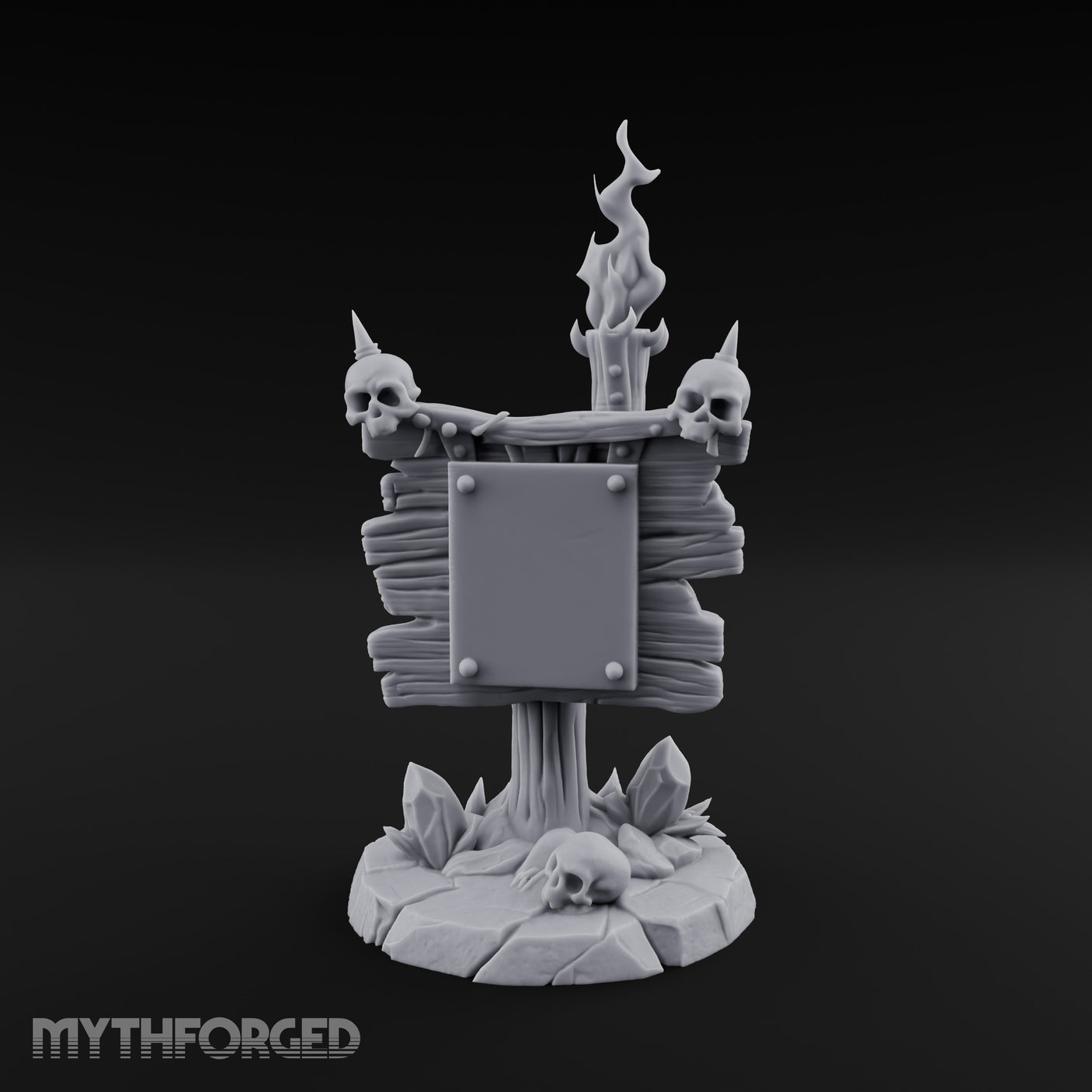 Flame-Crowned Skull-Spiked Necromancer Notice Board Miniature for Dungeons and Dragons, Pathfinder or other TTRPGs