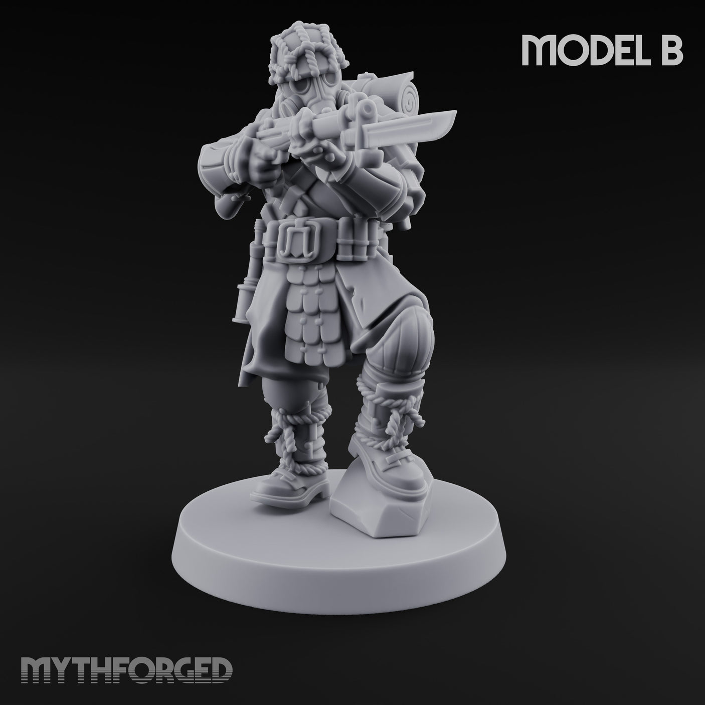 Flamer Rifle Advancing Shogunate Yeoman B Miniature for Dungeons and Dragons, Pathfinder or other TTRPGs