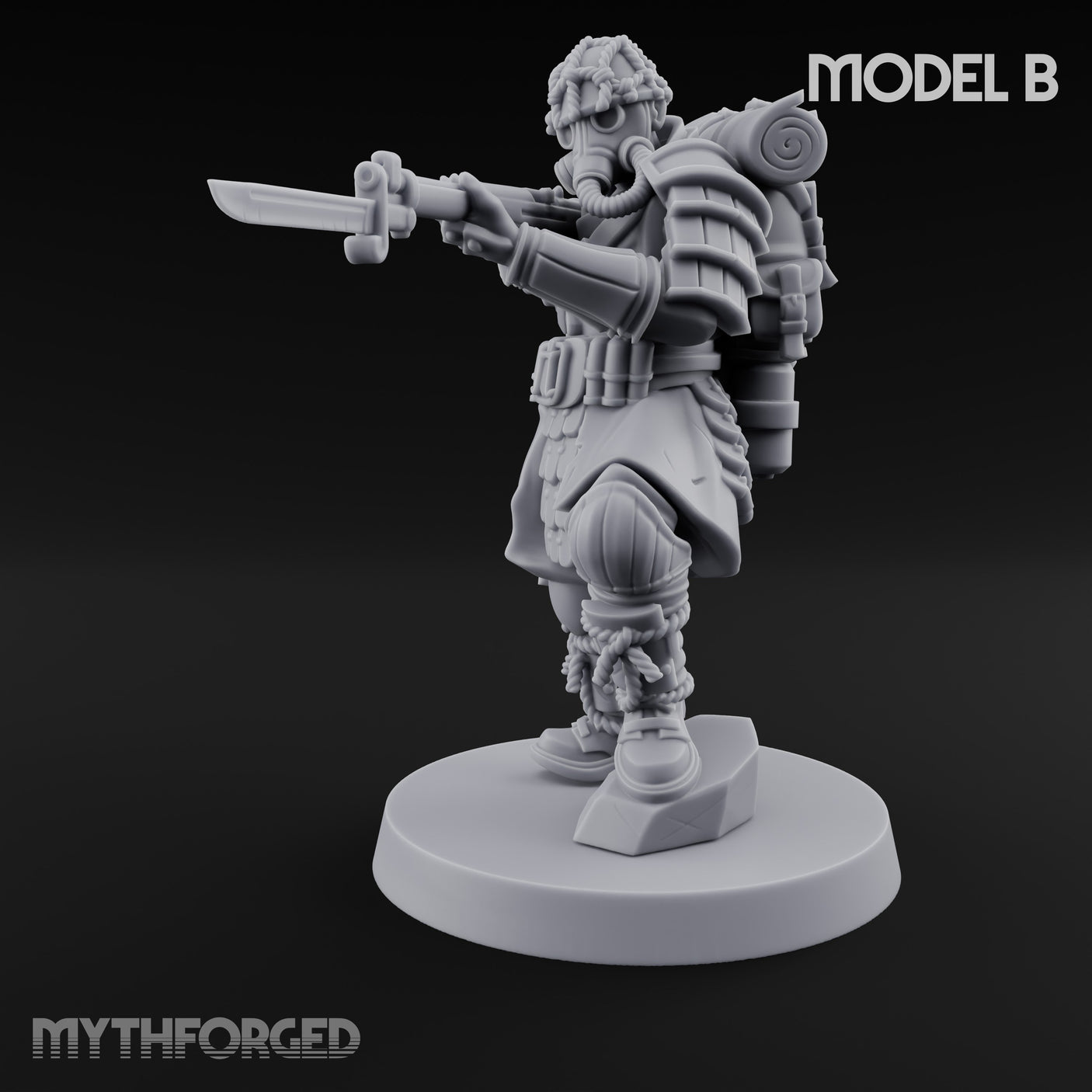 Flamer Rifle Advancing Shogunate Yeoman B Miniature for Dungeons and Dragons, Pathfinder or other TTRPGs