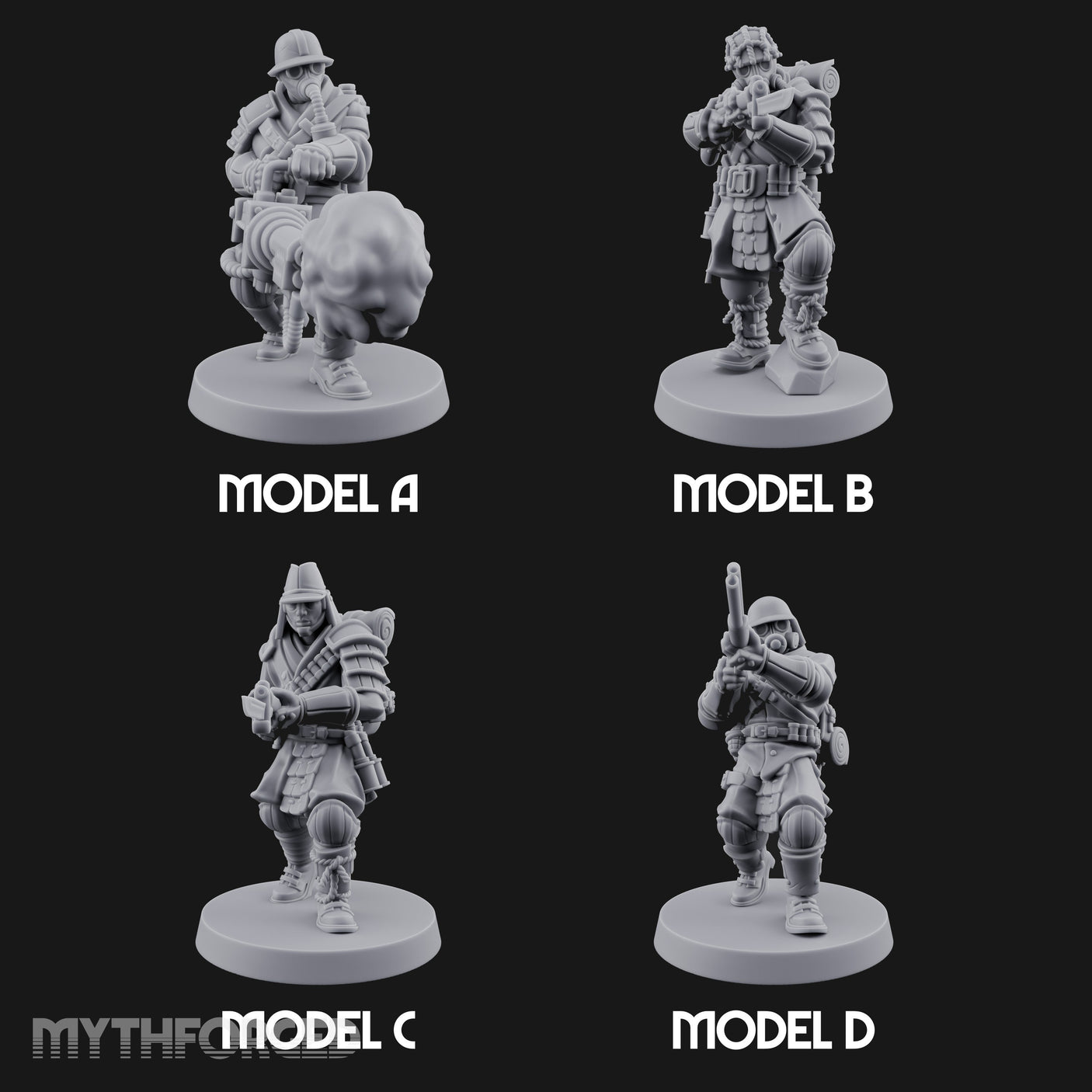 Flamer Rifle Advancing Shogunate Yeomen Miniature for Dungeons and Dragons, Pathfinder or other TTRPGs