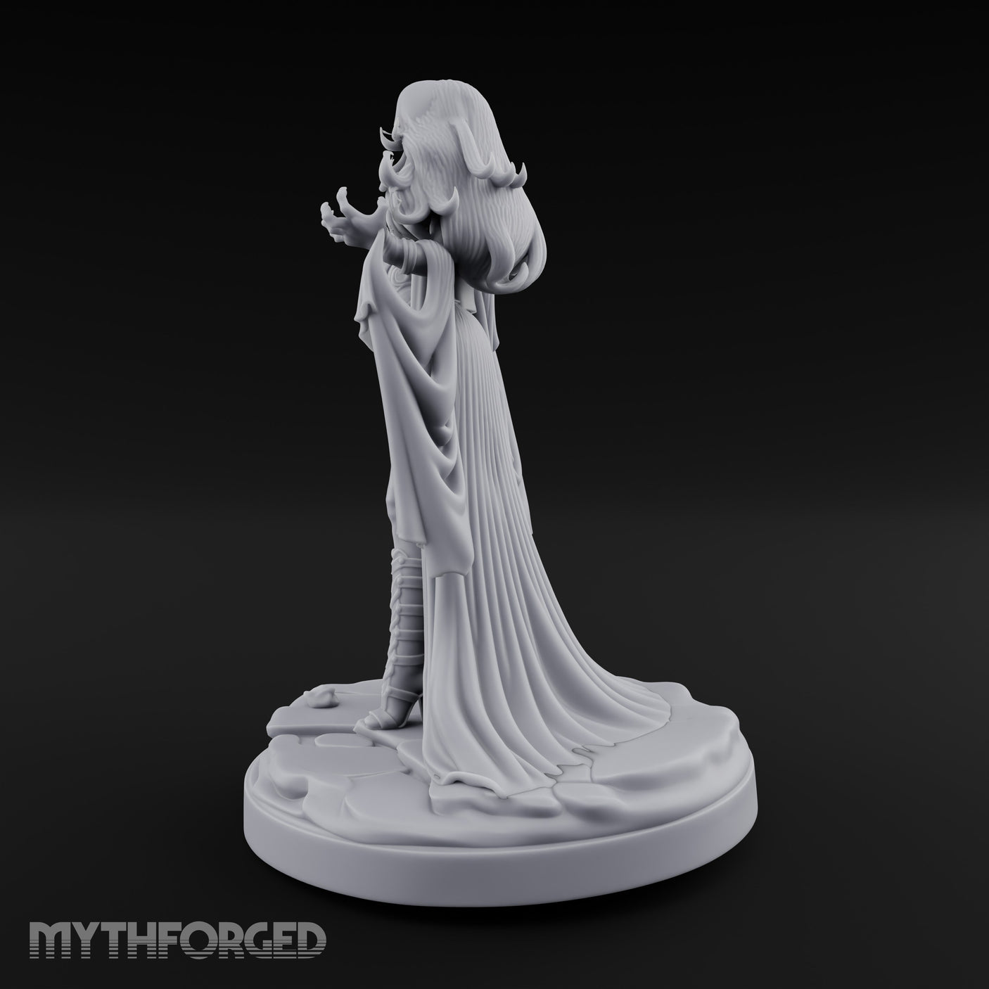 Flames Conjured Robes Billowing Elf Sorceress Miniature for Dungeons and Dragons, Pathfinder or other TTRPGs
