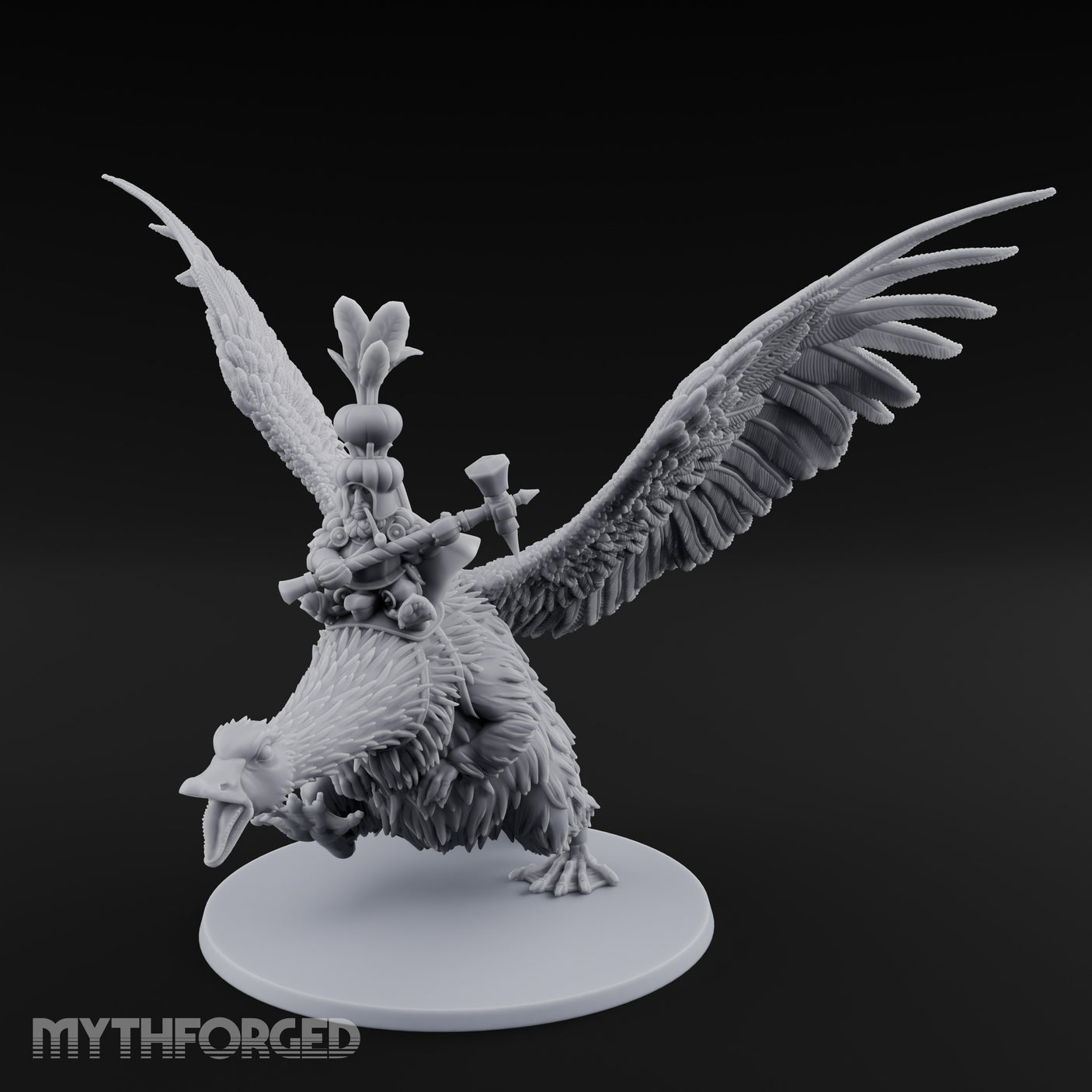 Flapping Bird Mounted Halfling Lord Miniature for Dungeons and Dragons, Pathfinder or other TTRPGs