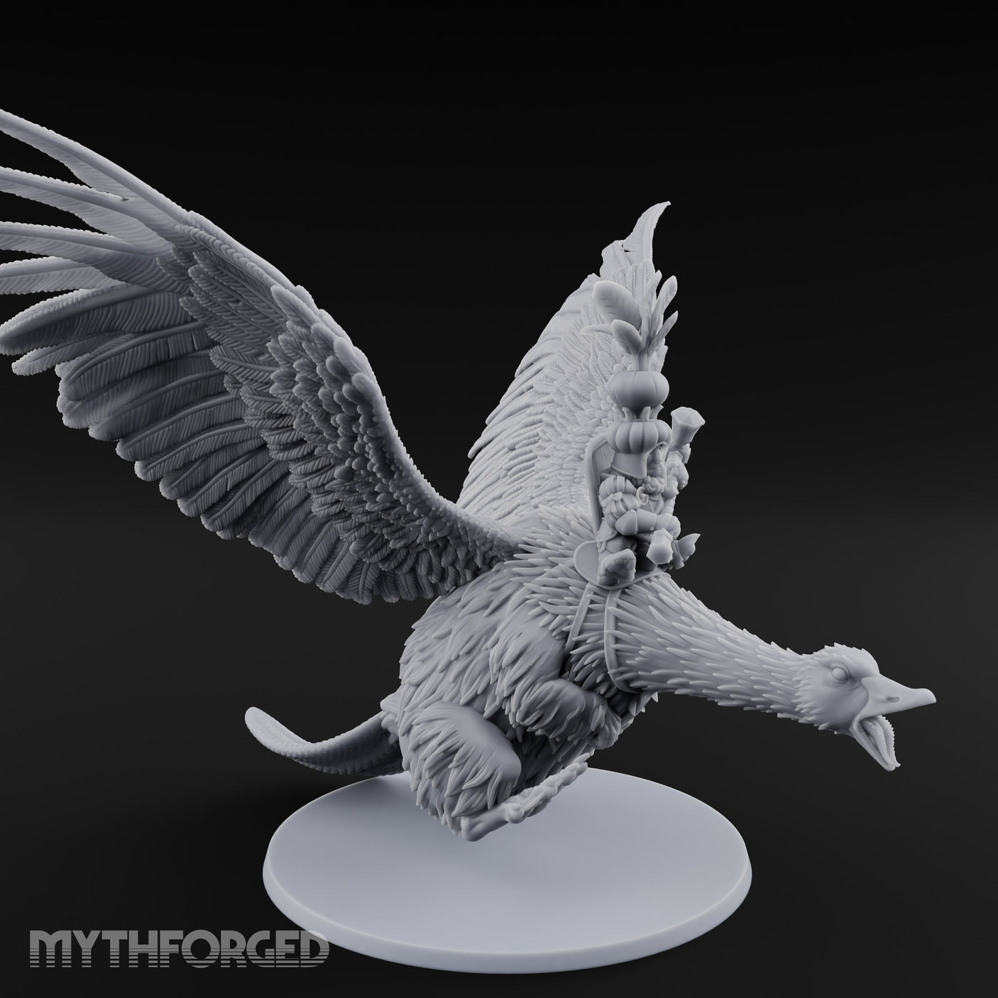 Flapping Bird Mounted Halfling Lord Miniature for Dungeons and Dragons, Pathfinder or other TTRPGs