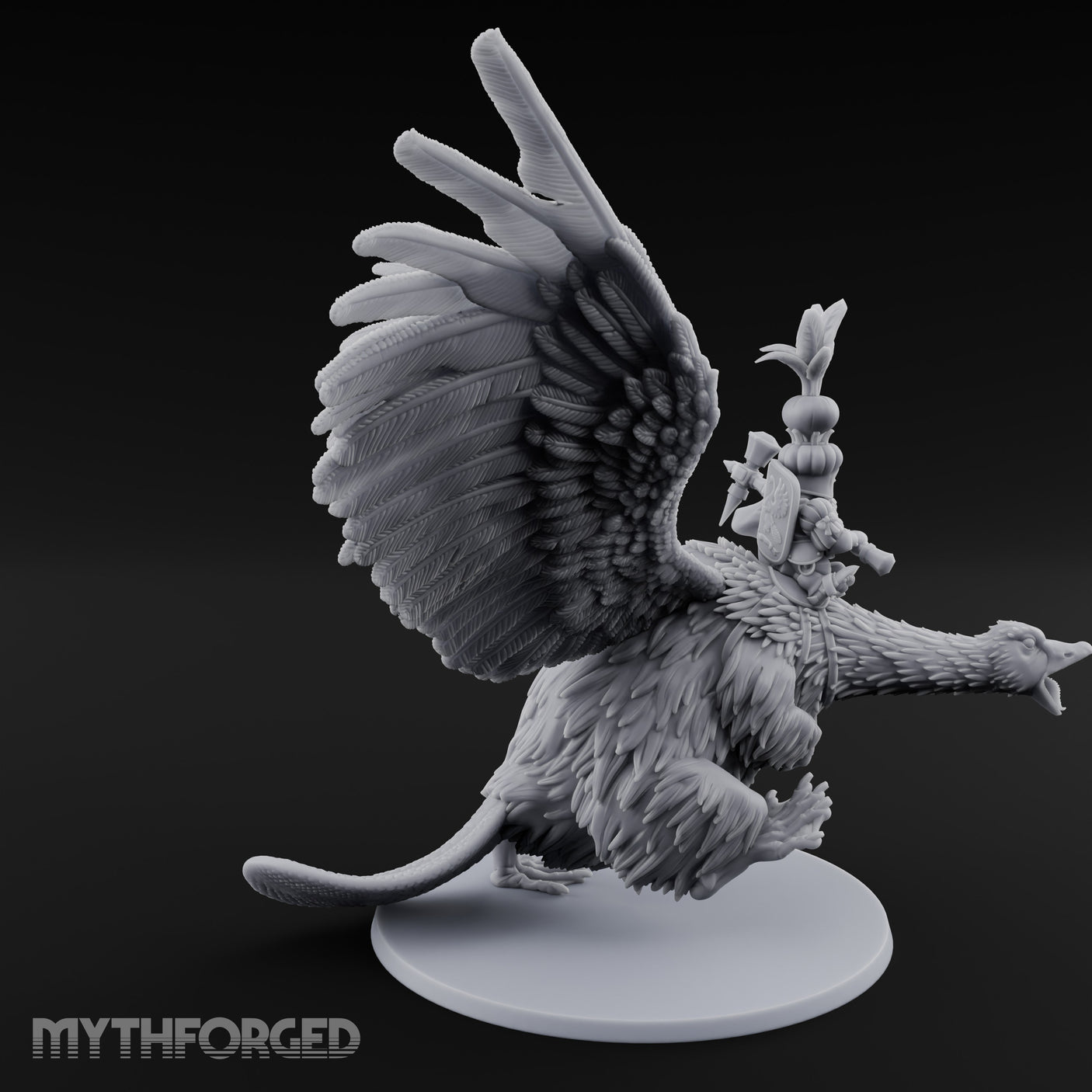 Flapping Bird Mounted Halfling Lord Miniature for Dungeons and Dragons, Pathfinder or other TTRPGs