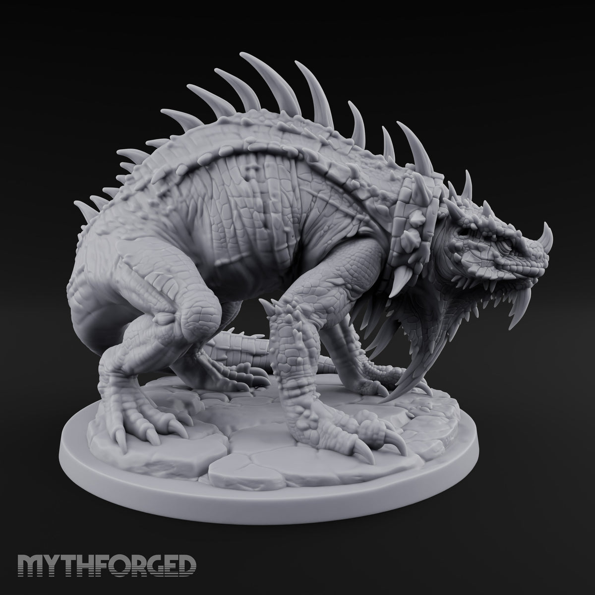 Collar Spiked, Spines Raised Giant Lizard