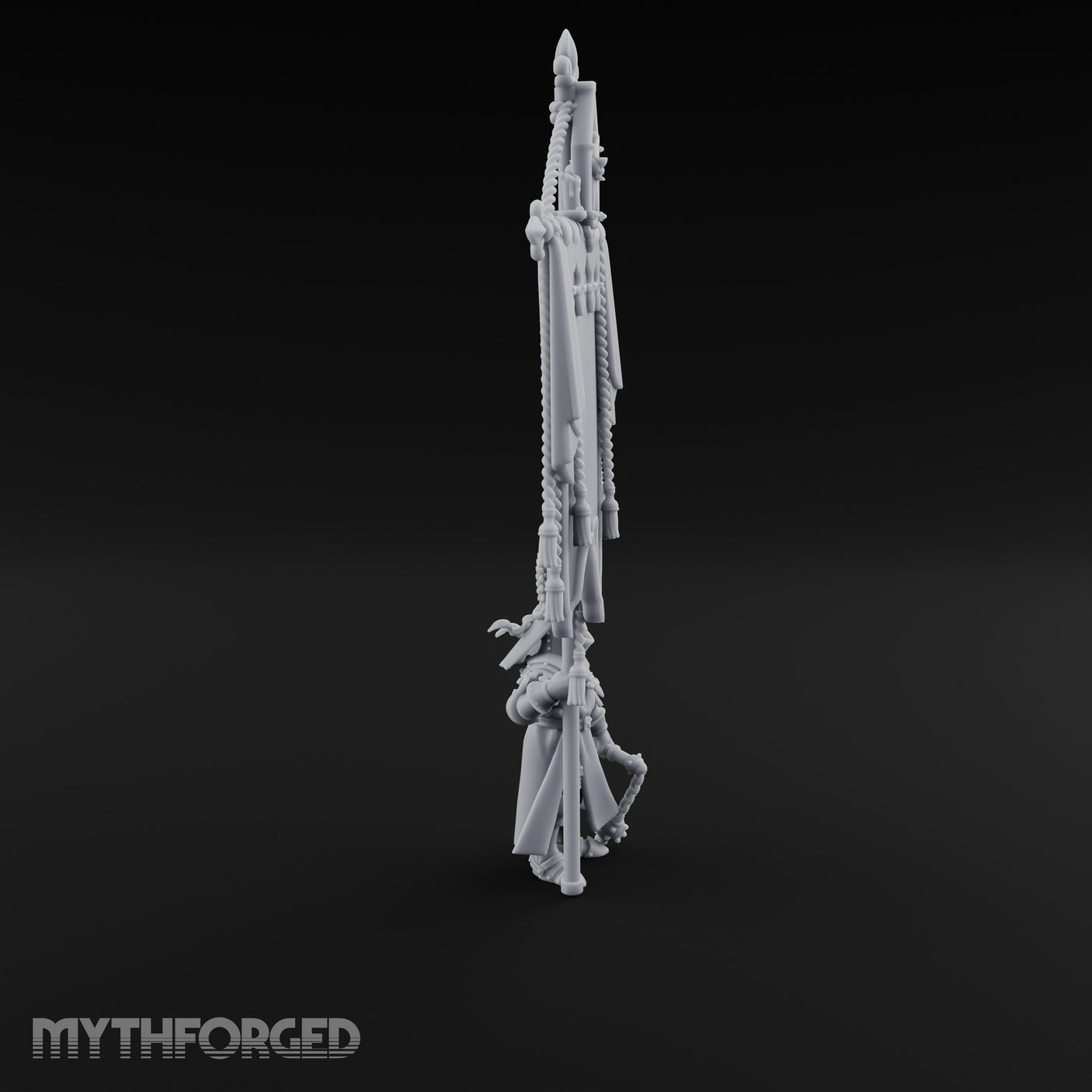 Fleur-de-Lis Tasselled Banner Bearing Human Standard Bearer Miniature for Dungeons and Dragons, Pathfinder or other TTRPGs