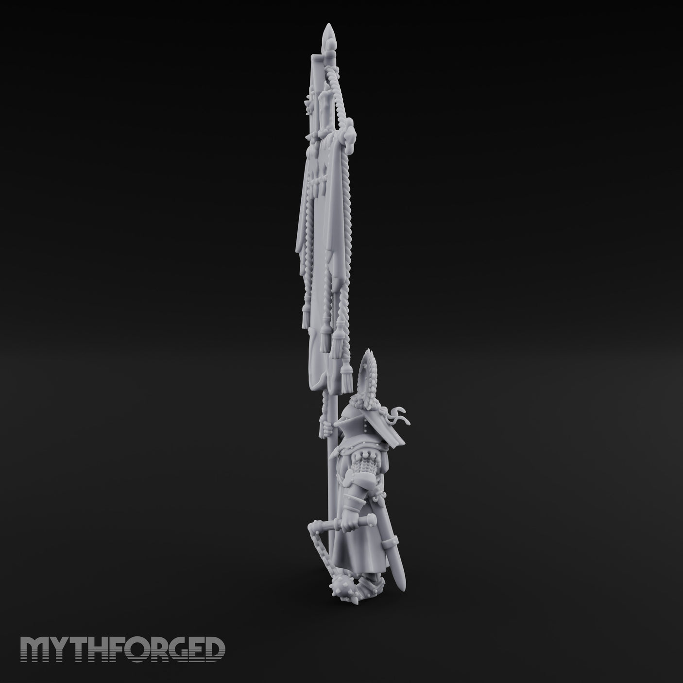 Fleur-de-Lis Tasselled Banner Bearing Human Standard Bearer Miniature for Dungeons and Dragons, Pathfinder or other TTRPGs