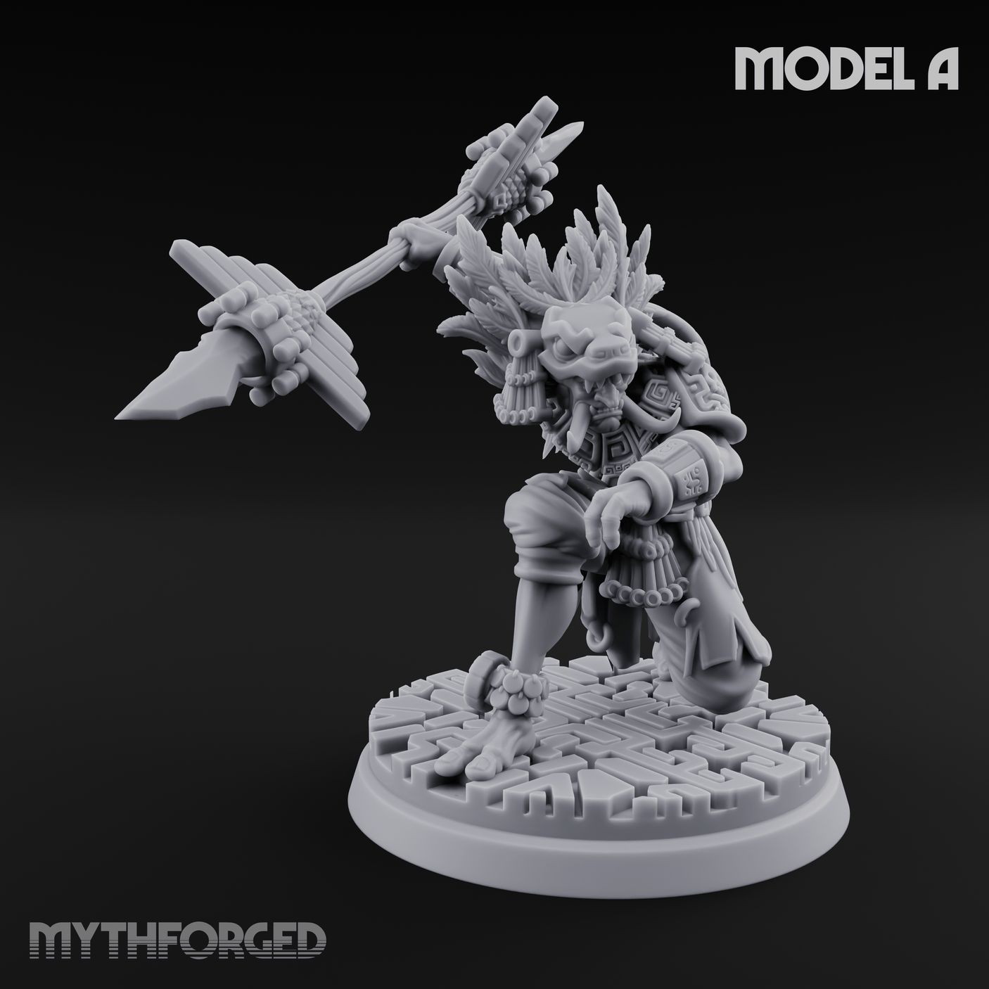 Aztec Inspired Spear Held High Hobgoblin Warrior Miniature for Dungeons and Dragons, Pathfinder or other TTRPGs