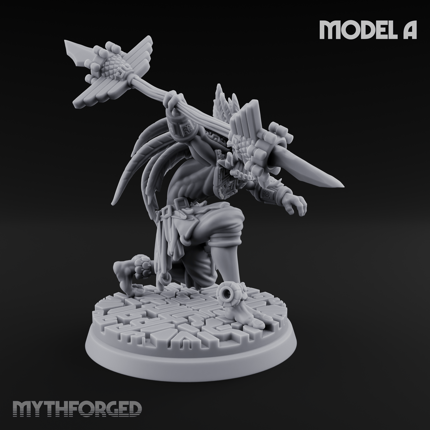 Aztec Inspired Spear Held High Hobgoblin Warrior A Miniature for Dungeons and Dragons, Pathfinder or other TTRPGs