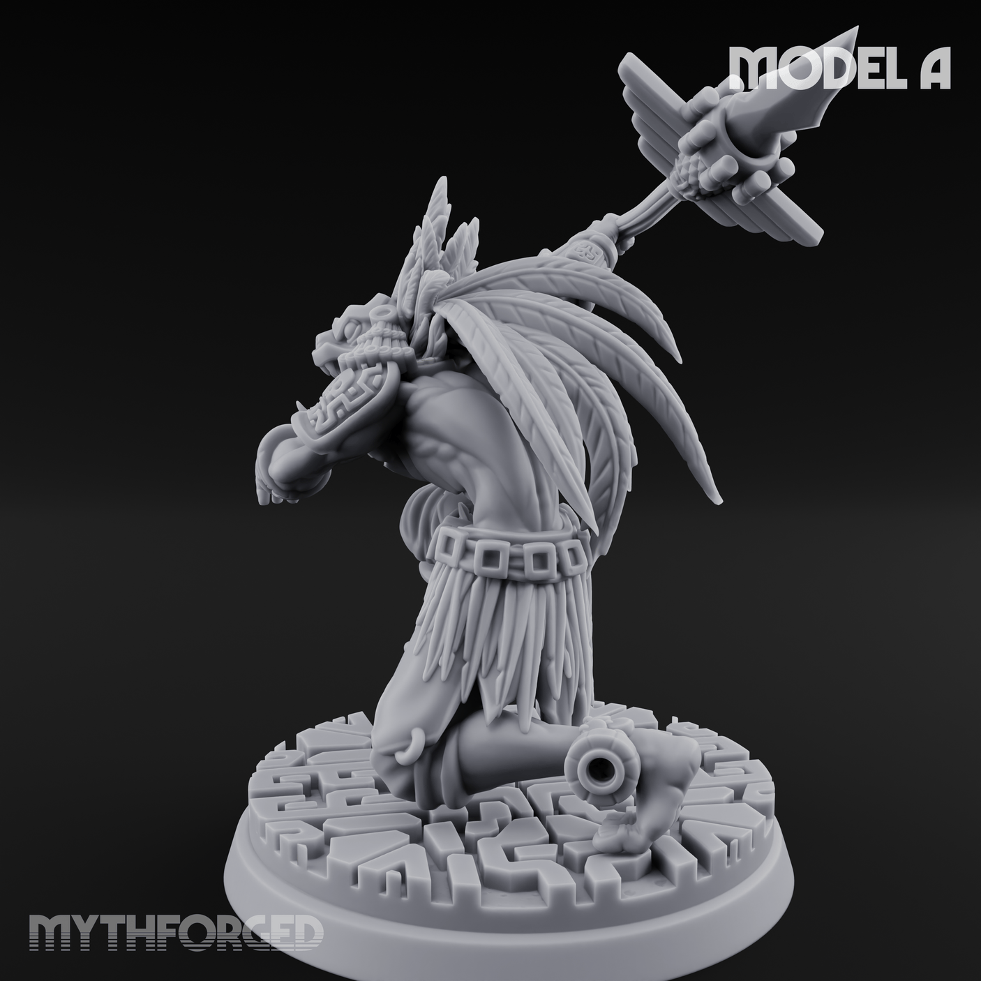 Aztec Inspired Spear Held High Hobgoblin Warrior A Miniature for Dungeons and Dragons, Pathfinder or other TTRPGs
