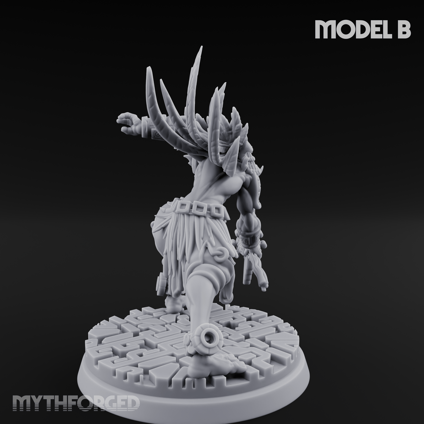 Aztec Inspired Spear Held High Hobgoblin Warrior B Miniature for Dungeons and Dragons, Pathfinder or other TTRPGs