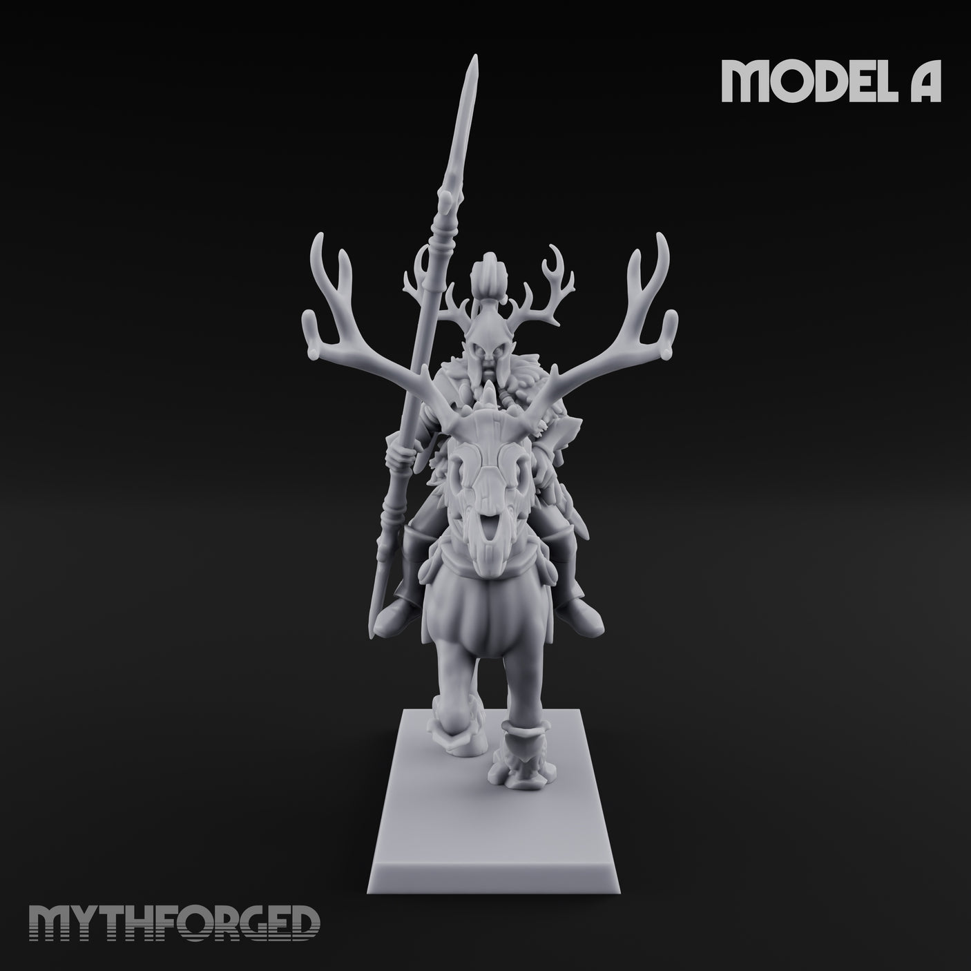 Antlered Cavalry Charging Wild Hunt Rider A Miniature for Dungeons and Dragons, Pathfinder or other TTRPGs