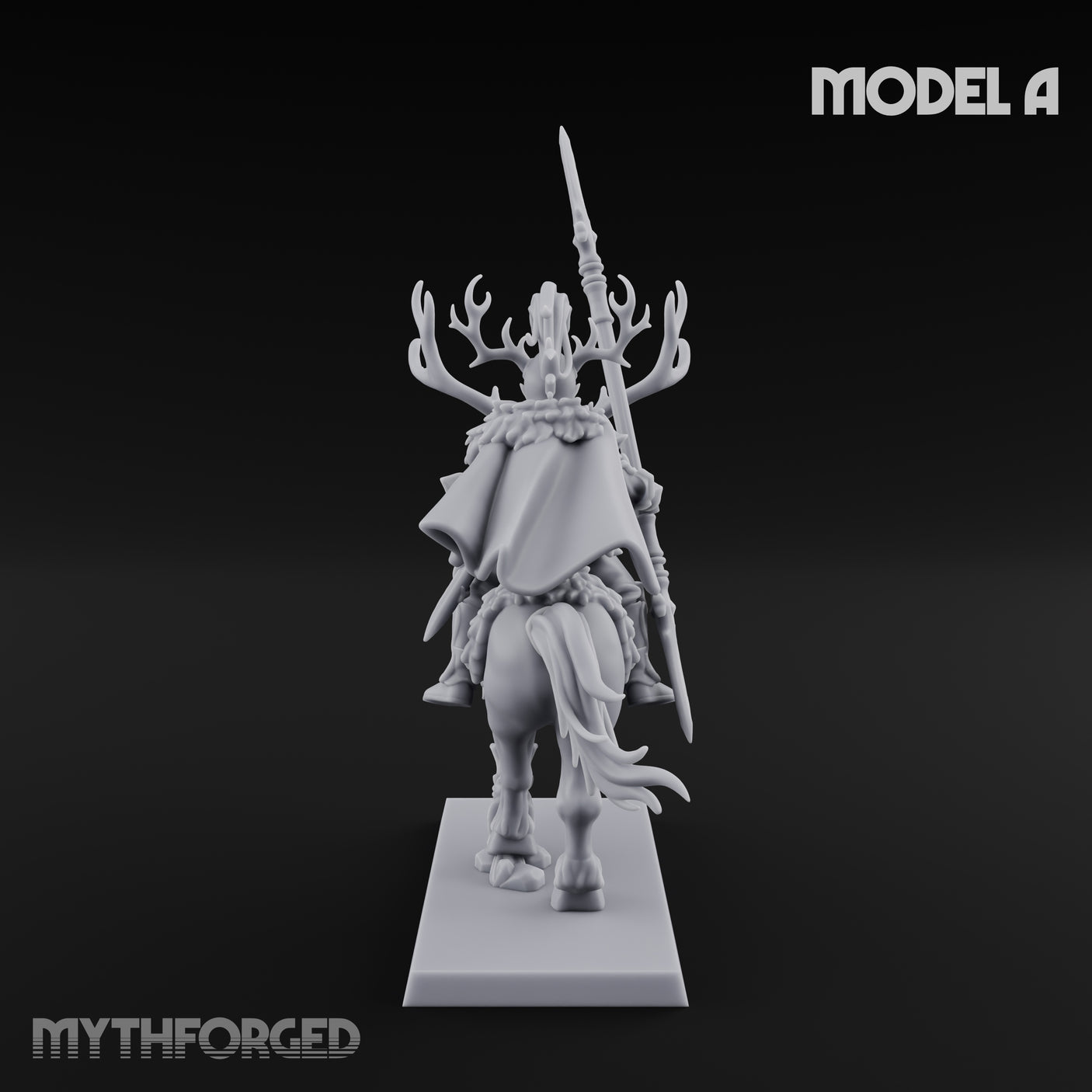Antlered Cavalry Charging Wild Hunt Rider A Miniature for Dungeons and Dragons, Pathfinder or other TTRPGs