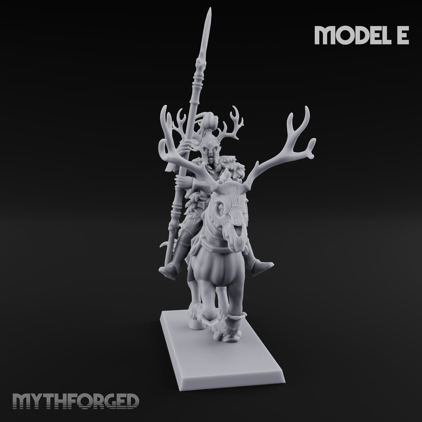 Antlered Cavalry Charging Wild Hunt Rider E Miniature for Dungeons and Dragons, Pathfinder or other TTRPGs