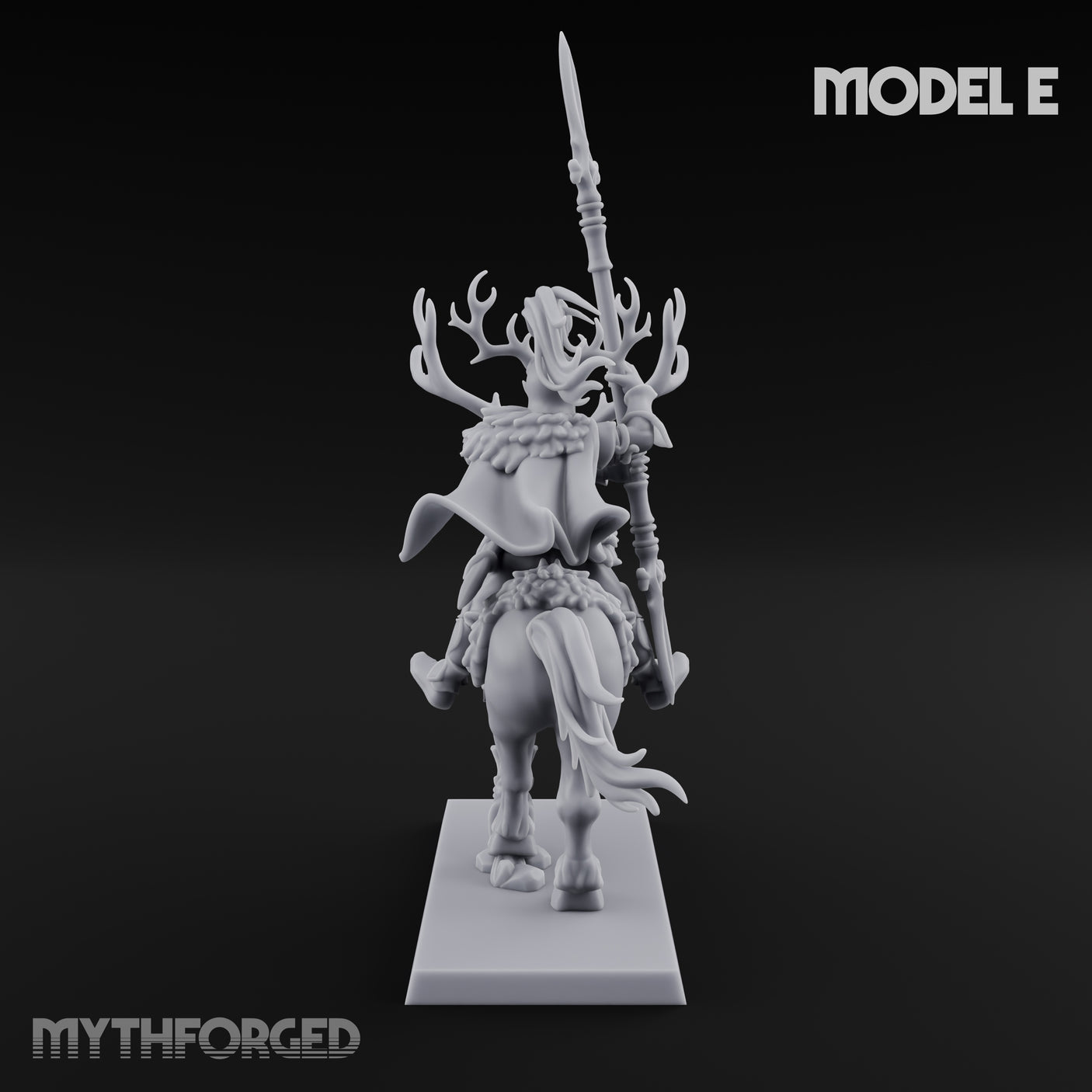 Antlered Cavalry Charging Wild Hunt Rider E Miniature for Dungeons and Dragons, Pathfinder or other TTRPGs