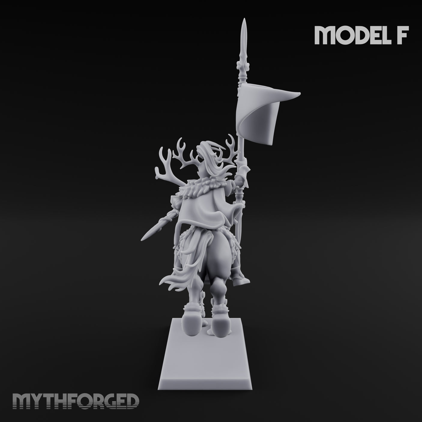 Antlered Cavalry Charging Wild Hunt Rider F Miniature for Dungeons and Dragons, Pathfinder or other TTRPGs