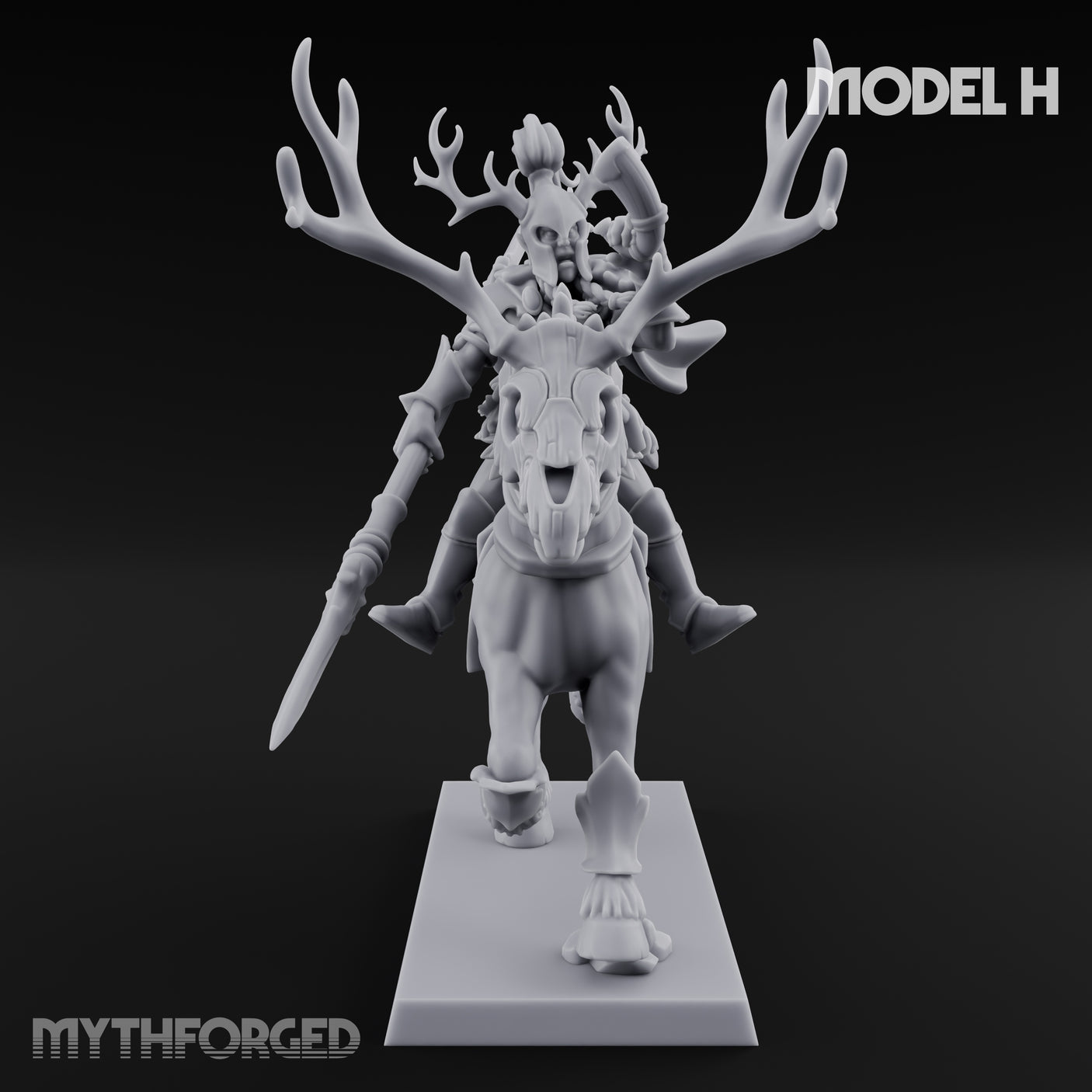 Antlered Cavalry Charging Wild Hunt Riders Miniature for Dungeons and Dragons, Pathfinder or other TTRPGs