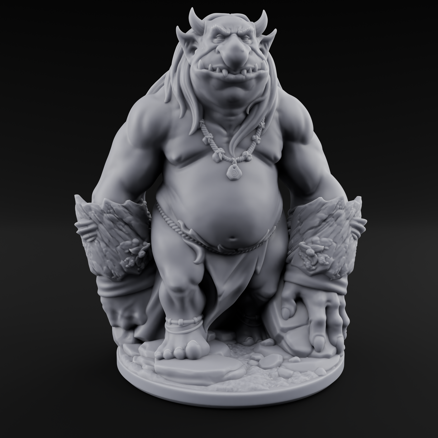 Log Lugging Troll Brute Miniature for Dungeons and Dragons, Pathfinder or other TTRPGs