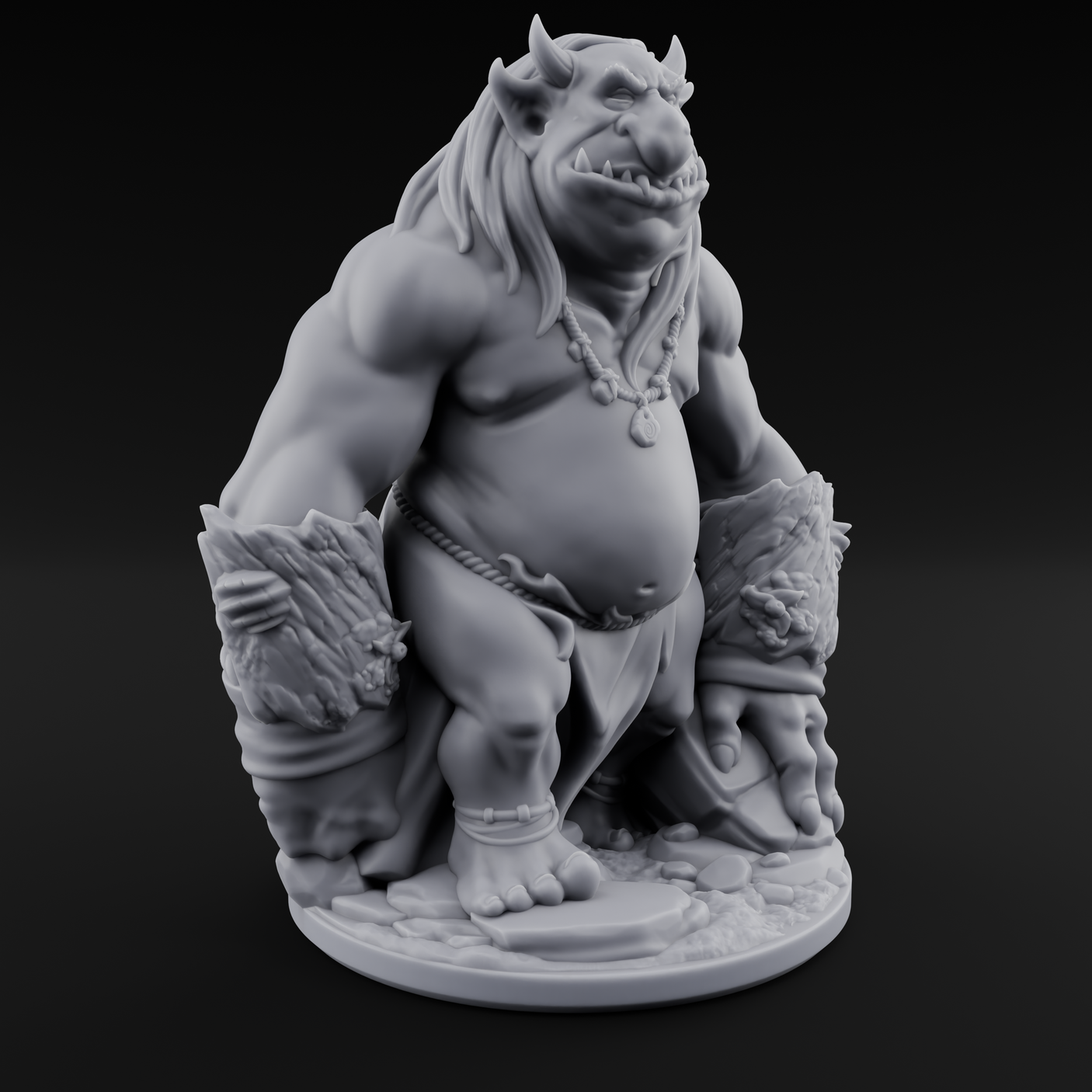Log Lugging Troll Brute Miniature for Dungeons and Dragons, Pathfinder or other TTRPGs