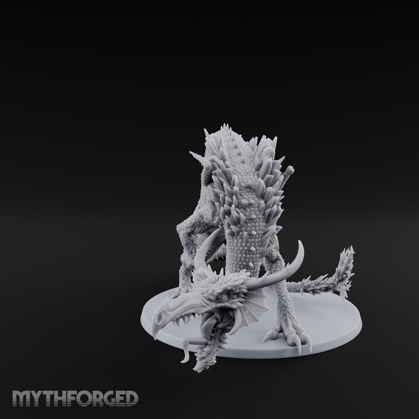 Crystal Spined Crouching Crystal Dragon Miniature for Dungeons and Dragons, Pathfinder or other TTRPGs
